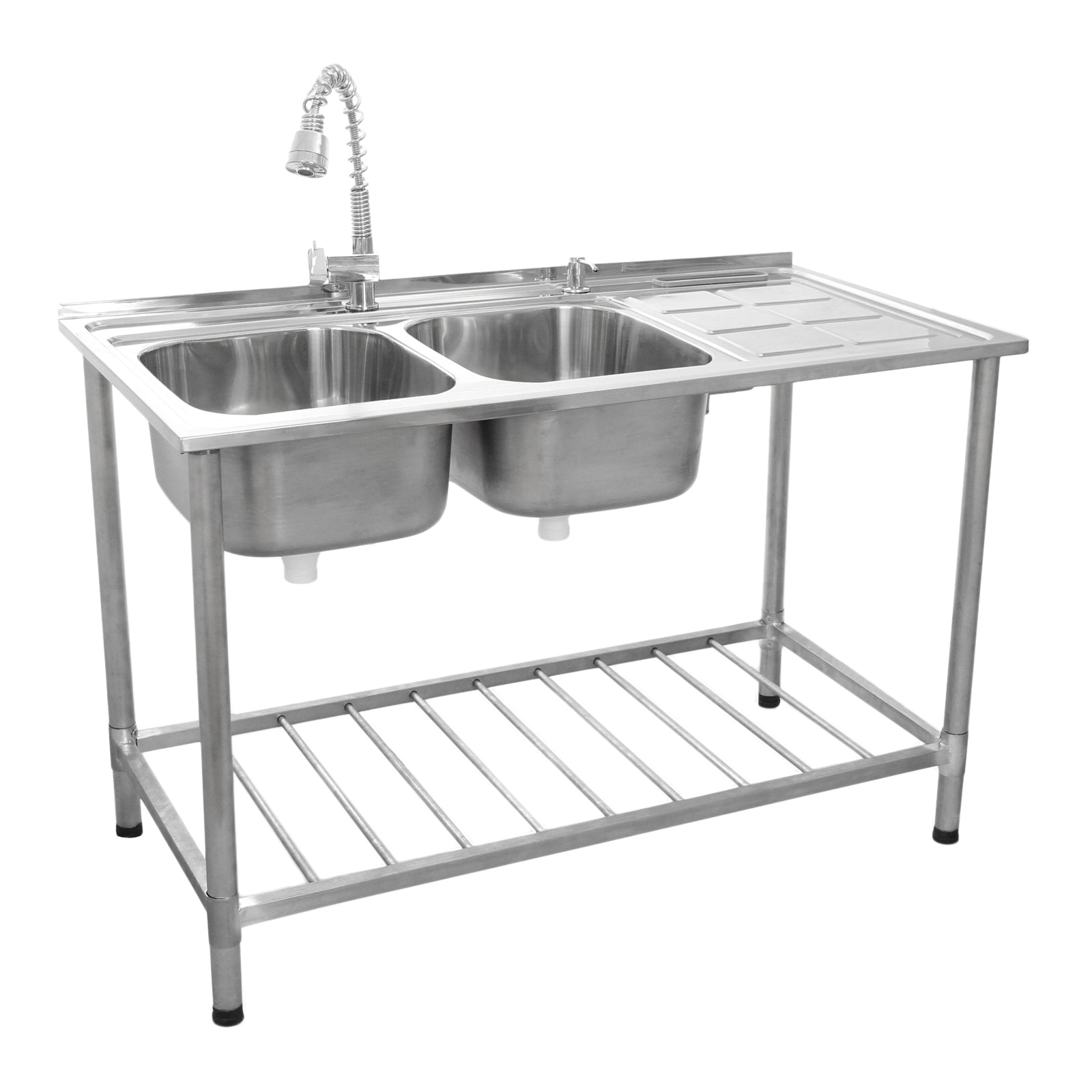 Q-Rax Lavello Doppia Vasca 120 cm sgocciolatoio destro inox