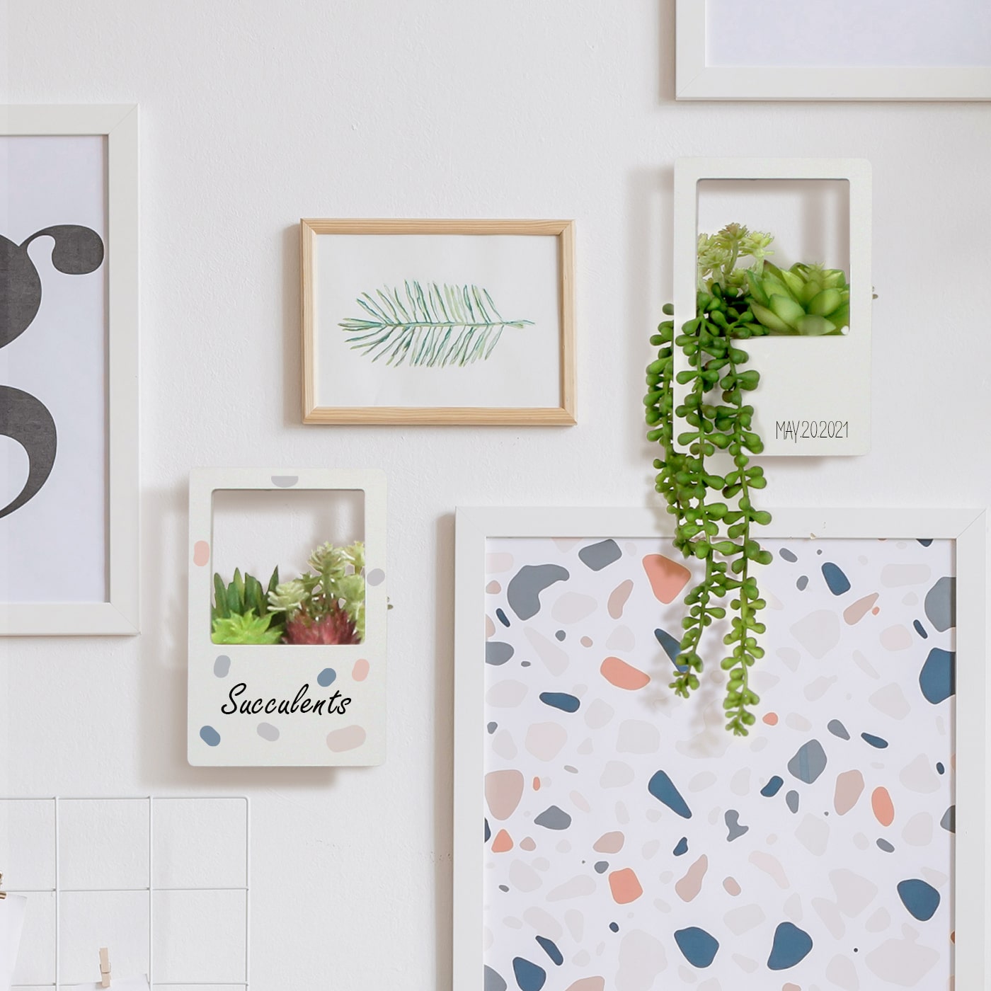Jackcube Design Plant fioriere parete set 2 ceramica bianca legno