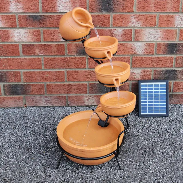 Q-Rax Fontana Solare a Cascata Terracotta 56cm