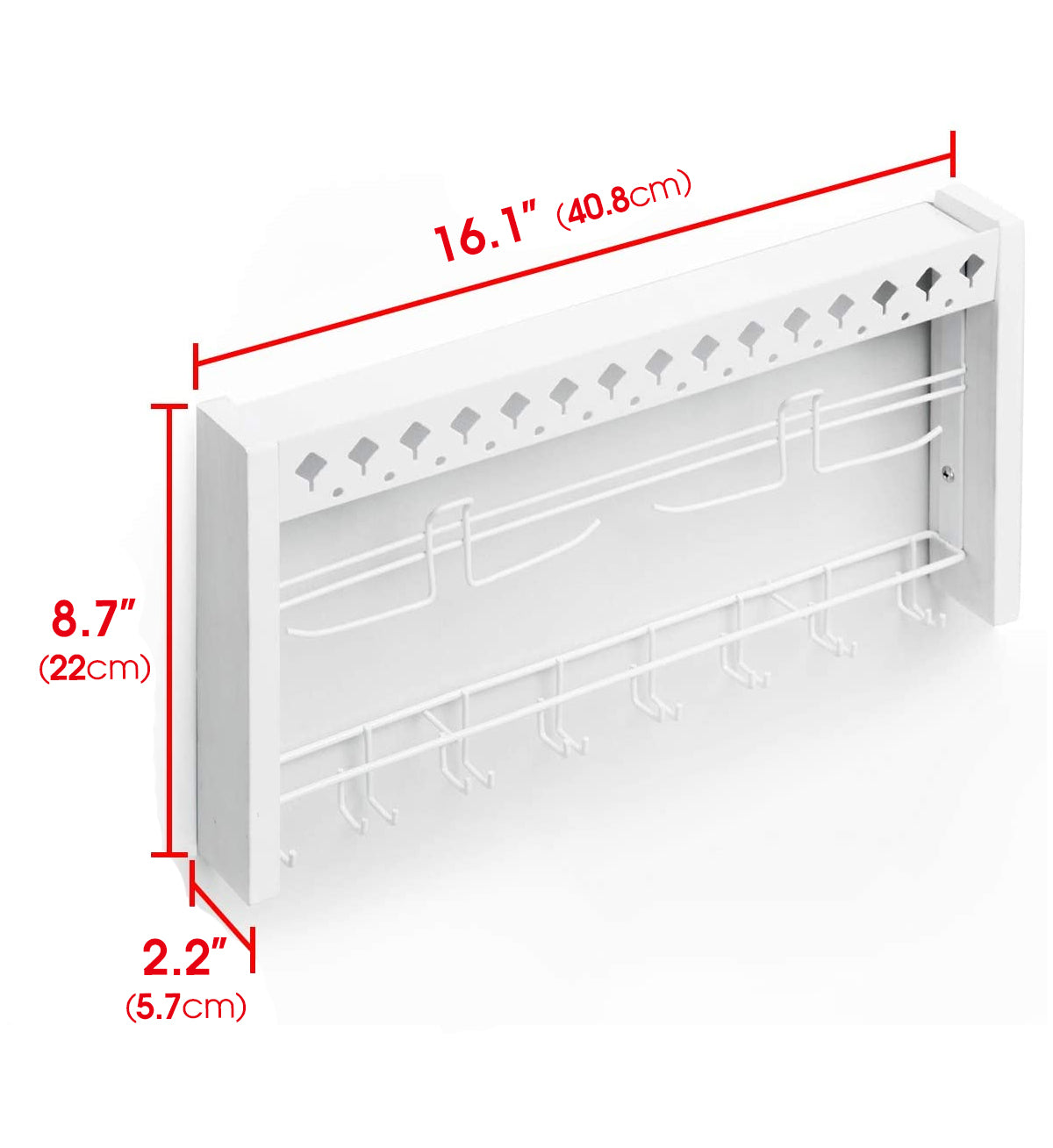Jackcube Design Portagioie Parete Legno Bianco 41 cm 3 Ripiani