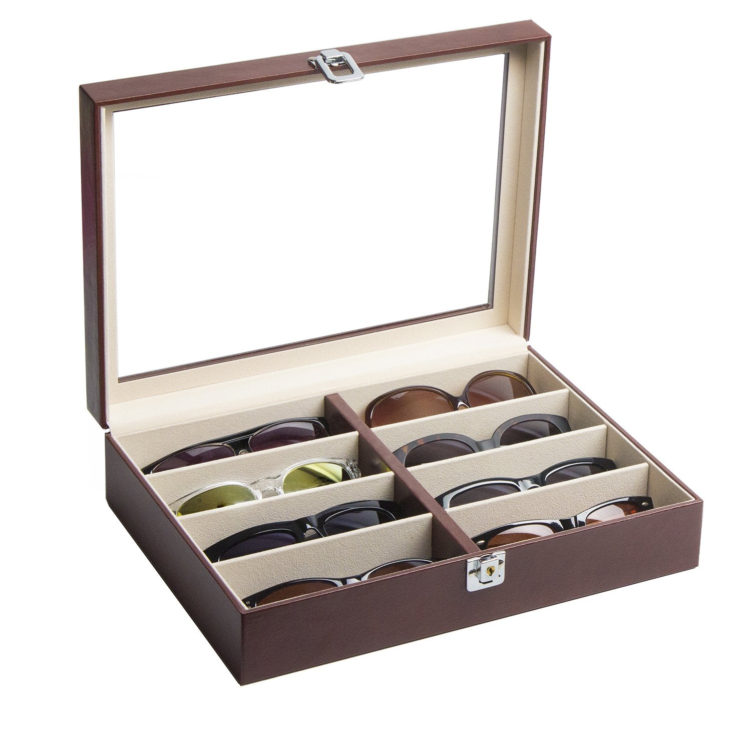 Jackcube Makeup & Jewelry Porta Occhiali Marrone 8 Scomparti