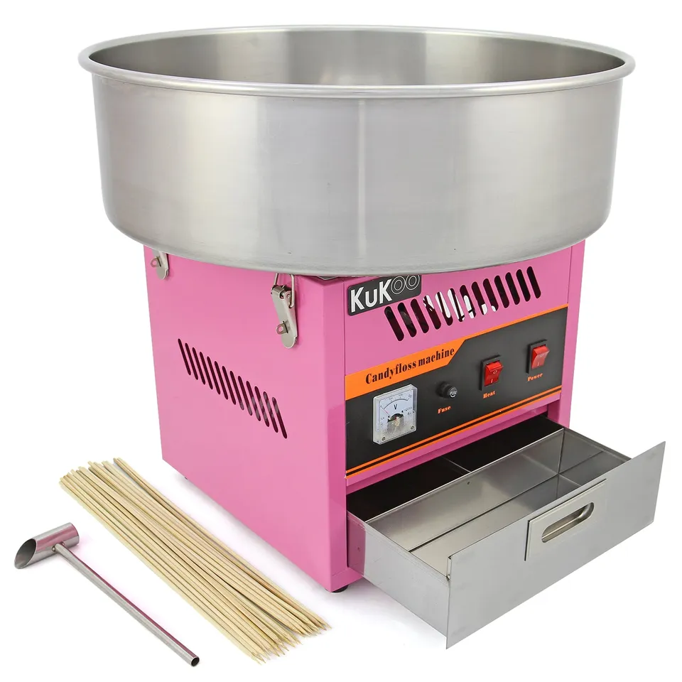Q-Rax Vintage 50 cm macchina zucchero filato rosa con carrello