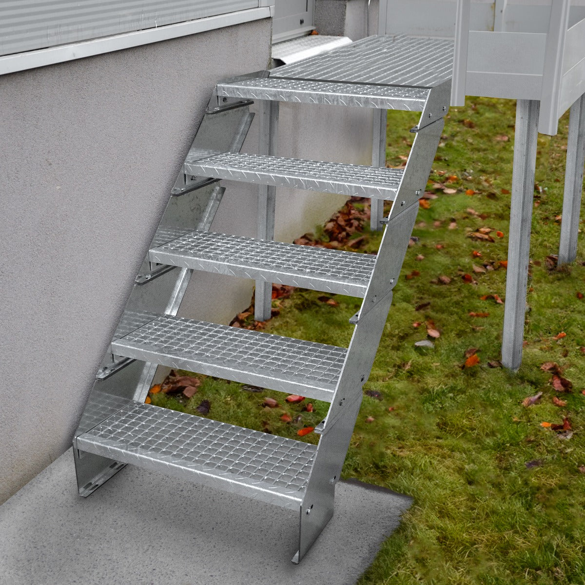Q-Rax Scala Zincata 4 Gradini 900mm Componibile Acciaio
