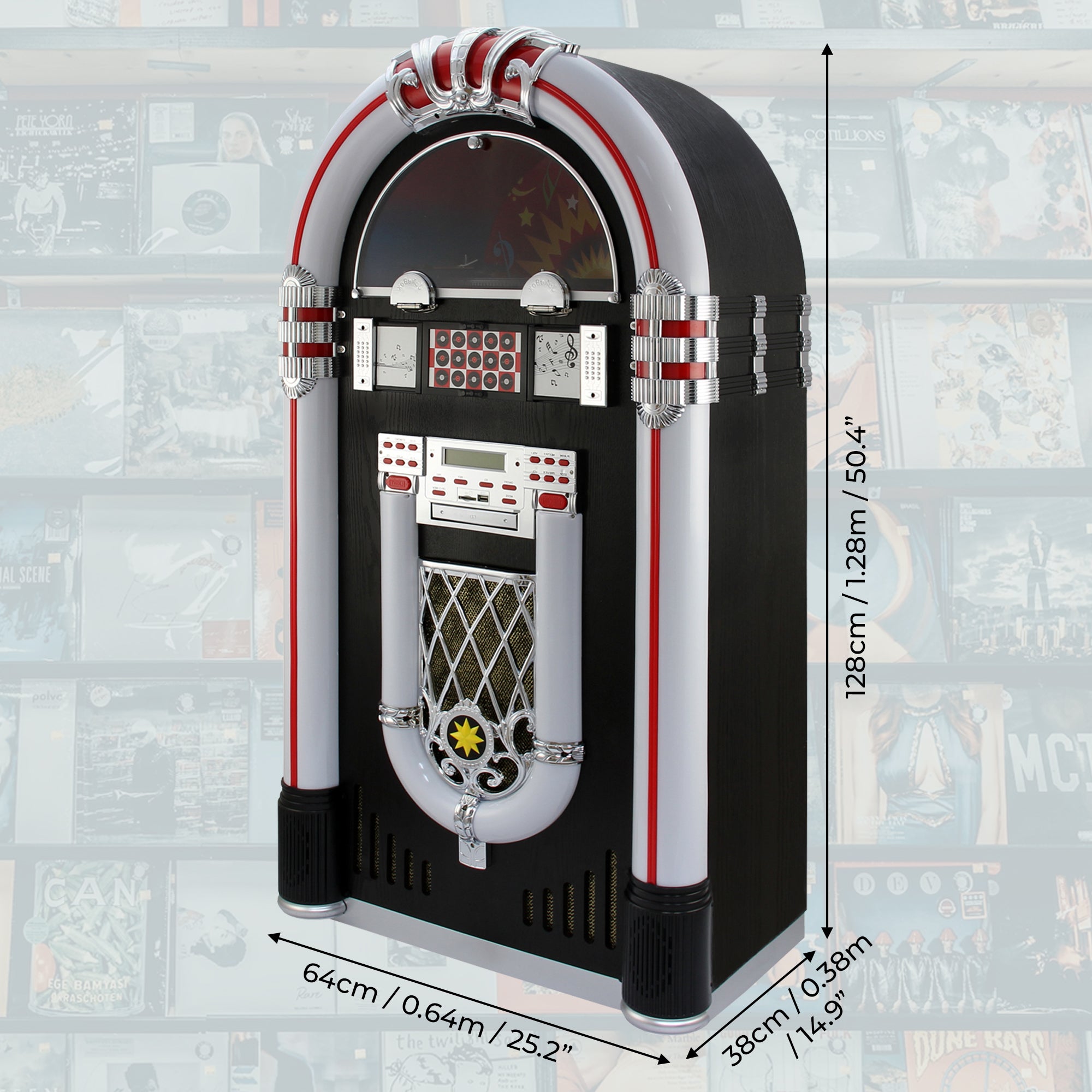 Q-Rax Vintage jukebox nero bluetooth giradischi LED
