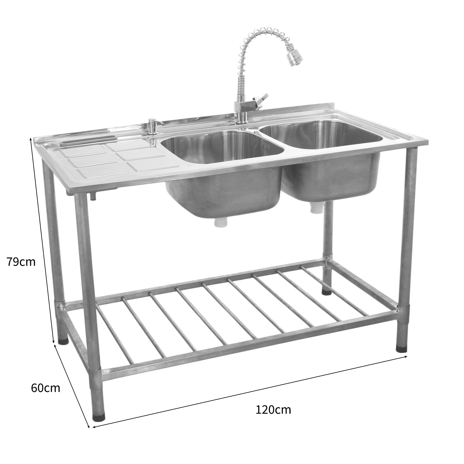 Q-Rax Lavandino Cucina Doppia Vasca Sgocciolatoio Sinistra 120cm