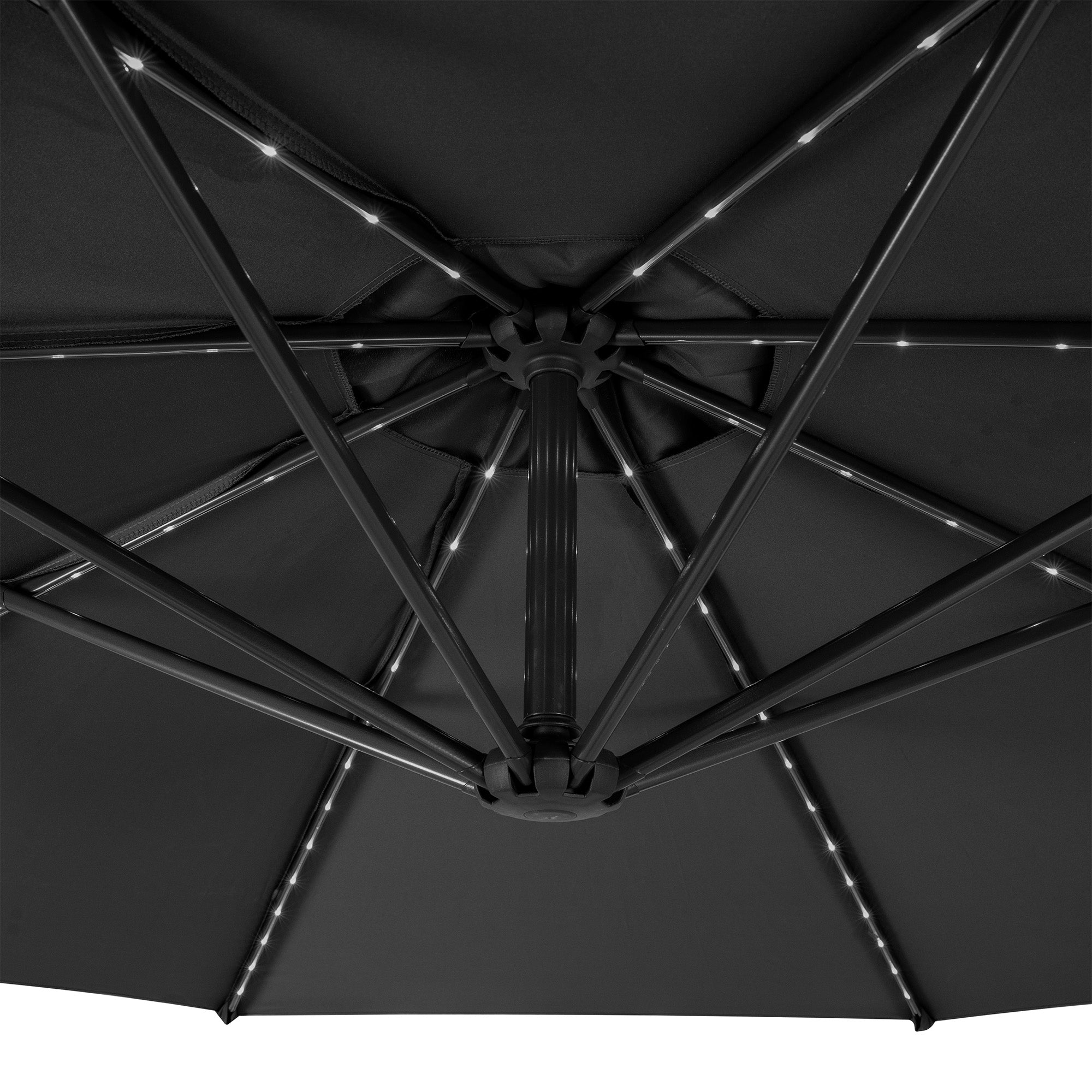 Q-Rax Ombrellone Decentrato LED 3m Grigio Solare