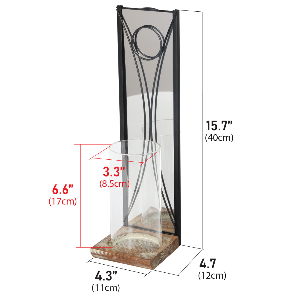 Jackcube Design Wall Décor Portacandele Parete Set 2 Vetro Legno