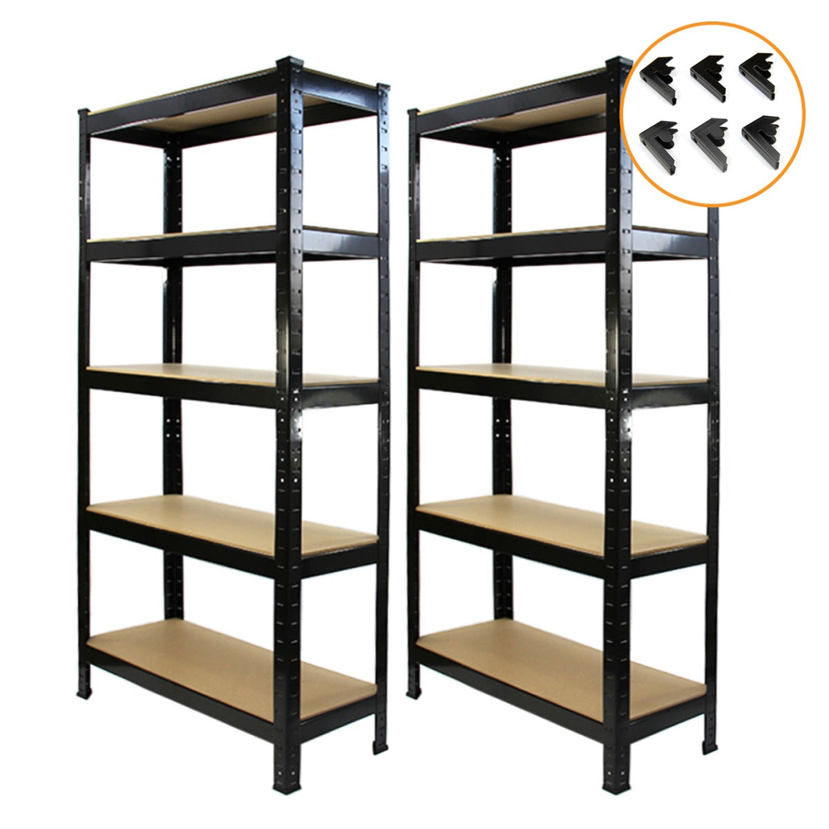 Q-Rax T-Rax Scaffale Garage Nero 75x30cm 2 Pezzi