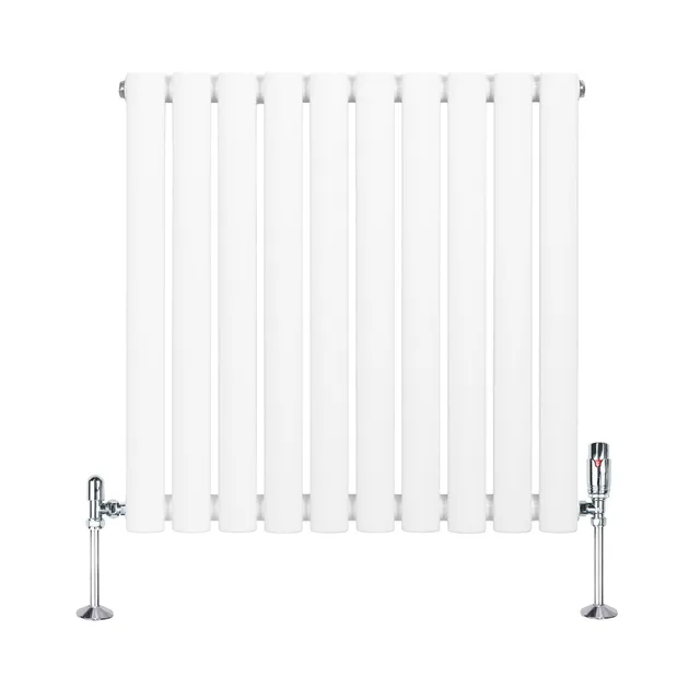 Q-Rax Radiatore Ovale 600x600 Bianco con Valvole