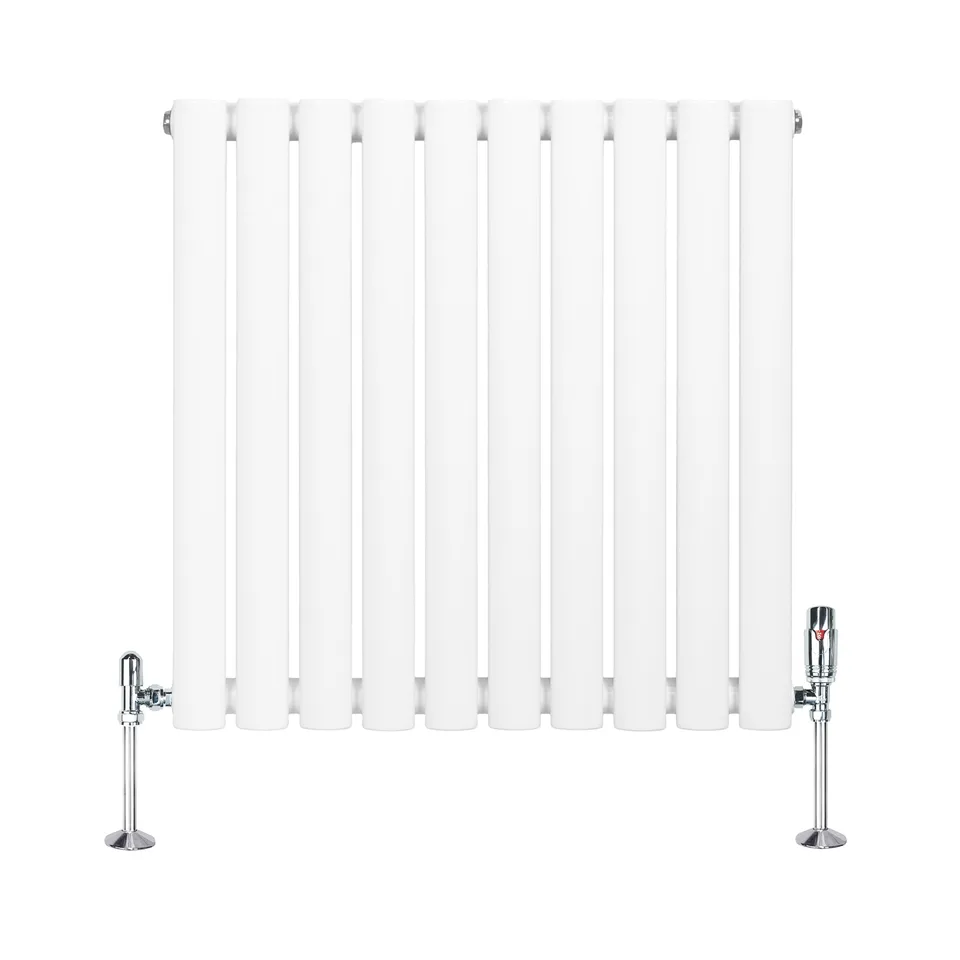 Q-Rax Radiatore Ovale 600x600 Bianco con Valvole