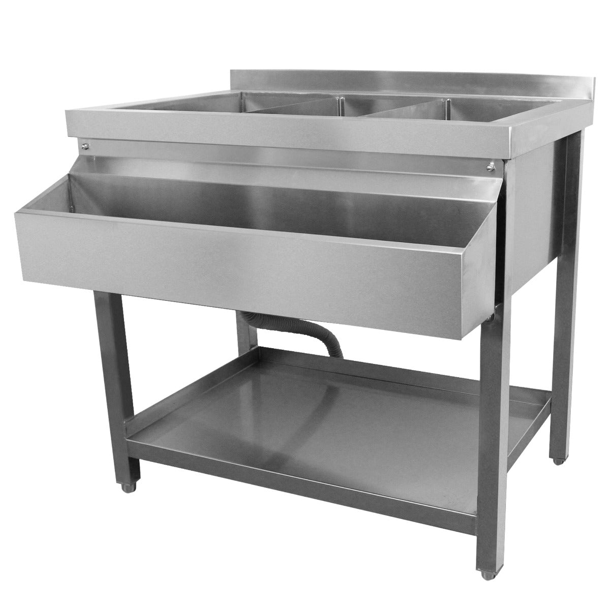 Q-Rax Bancone Postazione Barman Singola Inox 304 3 Vasche