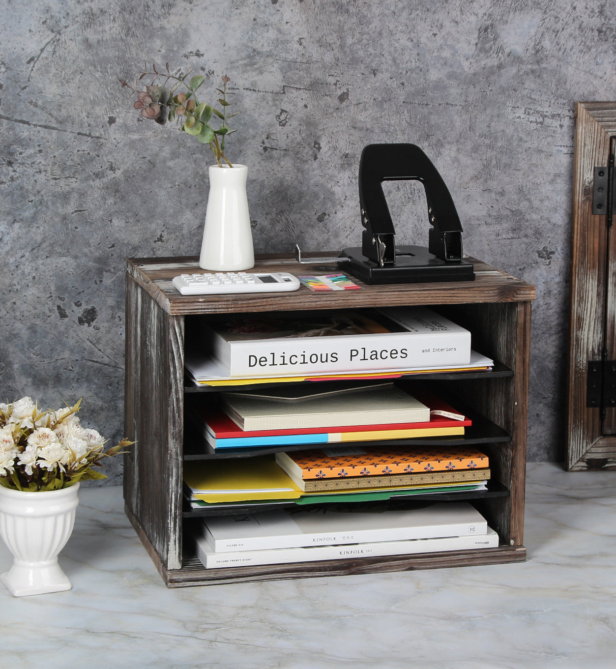Jackcube Design Home Office Portalettere Scrivania Legno 4 Scomparti