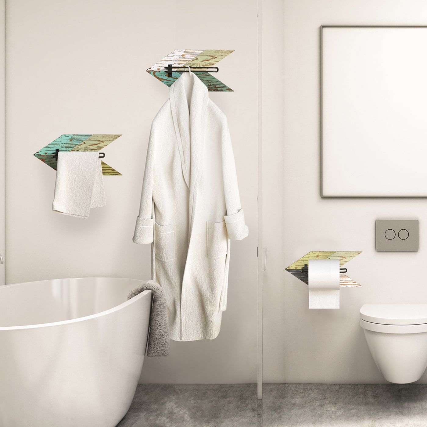 JackCube Design Bathroom Portacarta Igienica Freccia Legno 3 Pezzi