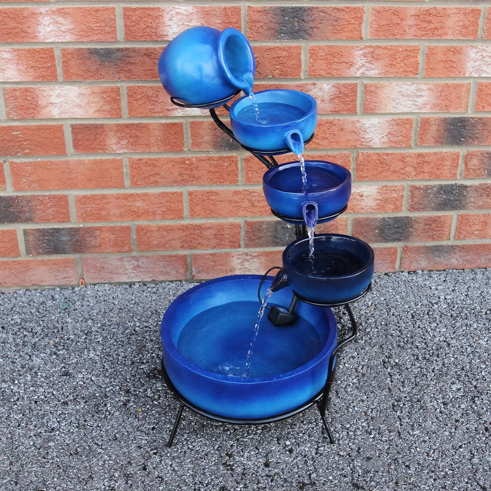Q-Rax Accessori Casa Fontana Solare a Cascata Blu 56cm