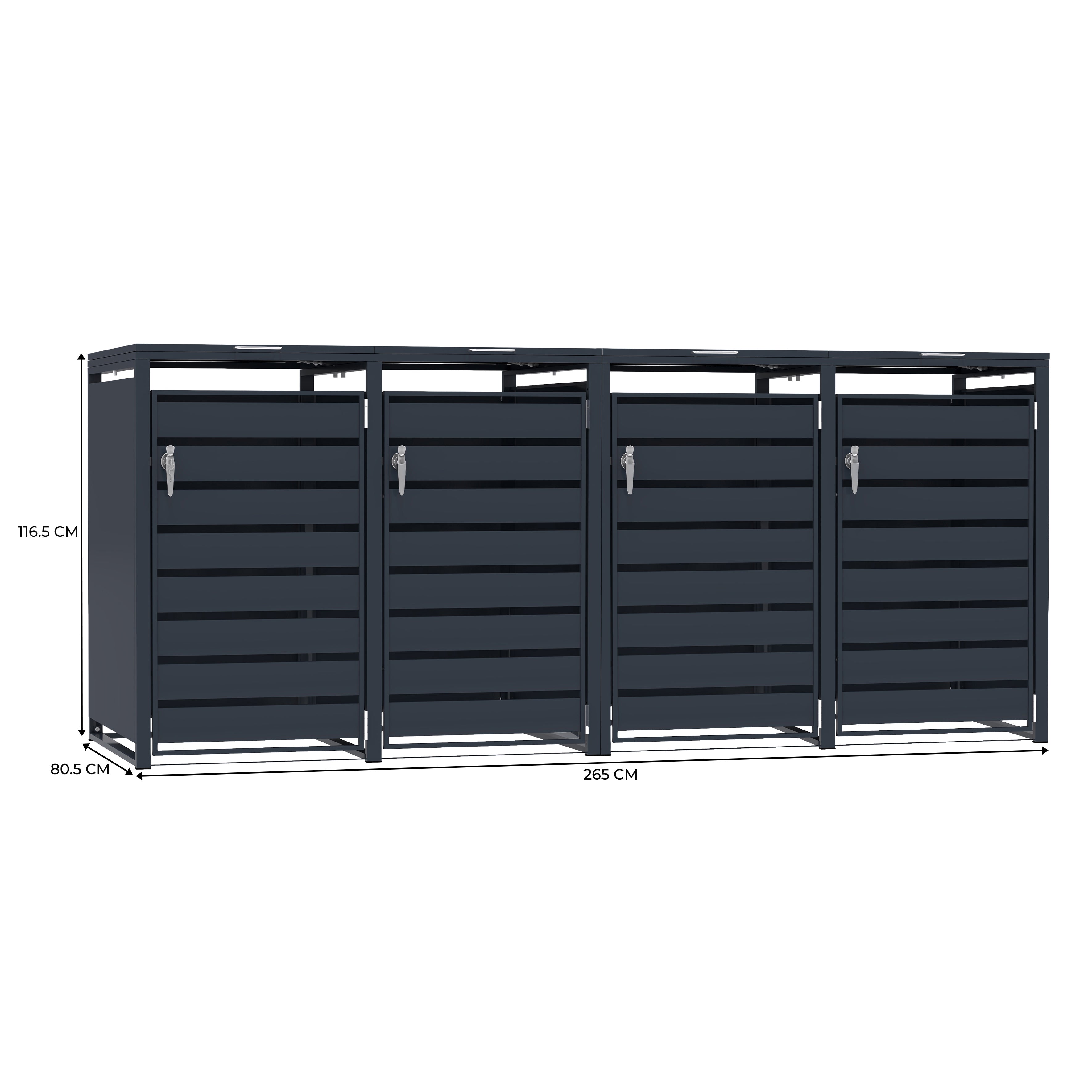 Q-Rax Copertura Bidoni in Metallo Antracite 4x240L
