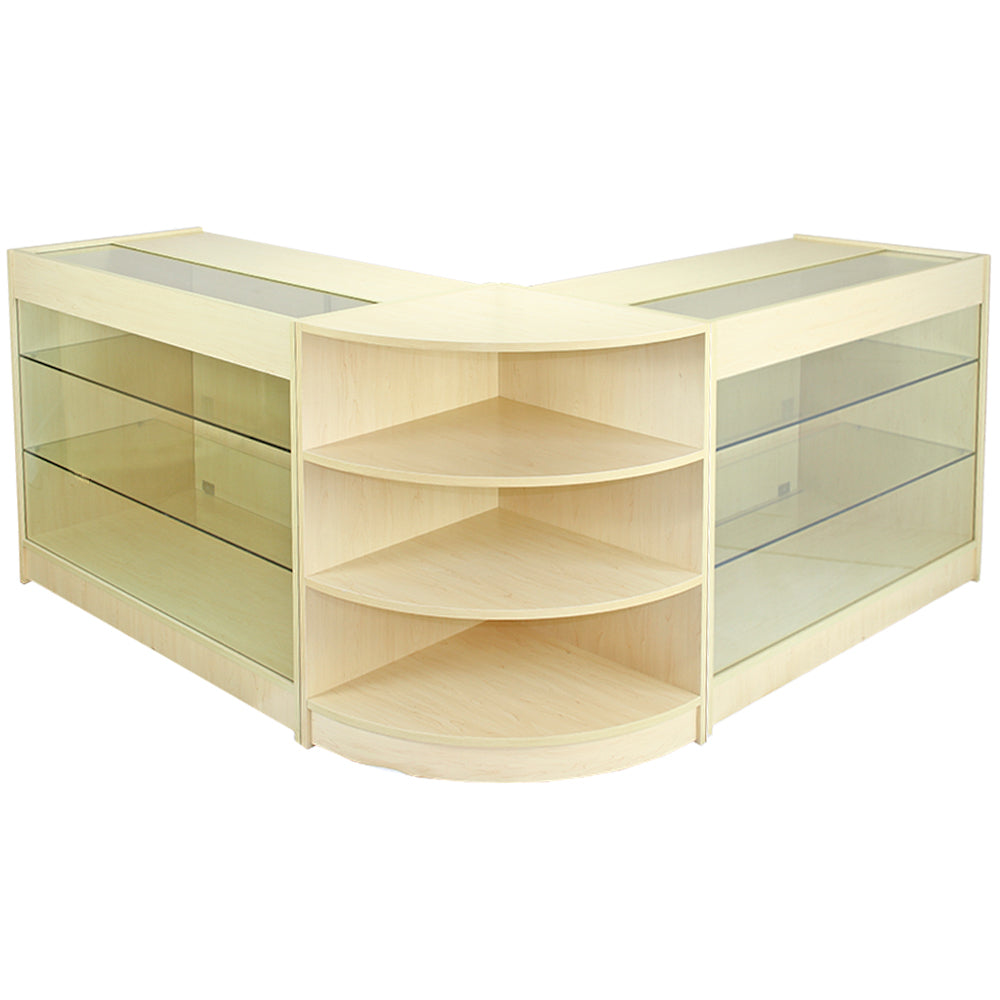 Q-Rax Pulsar Set 3 Banconi Negozio Acero Laminato con Vetro