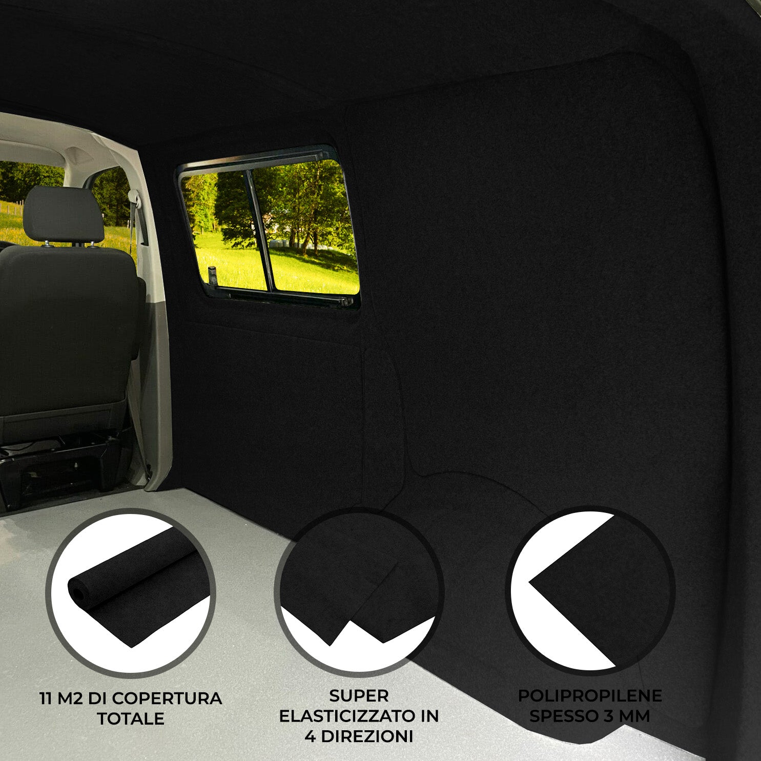 Q-Rax Moquette Furgoni 5,5x2 m rivestimento nero 11 mq