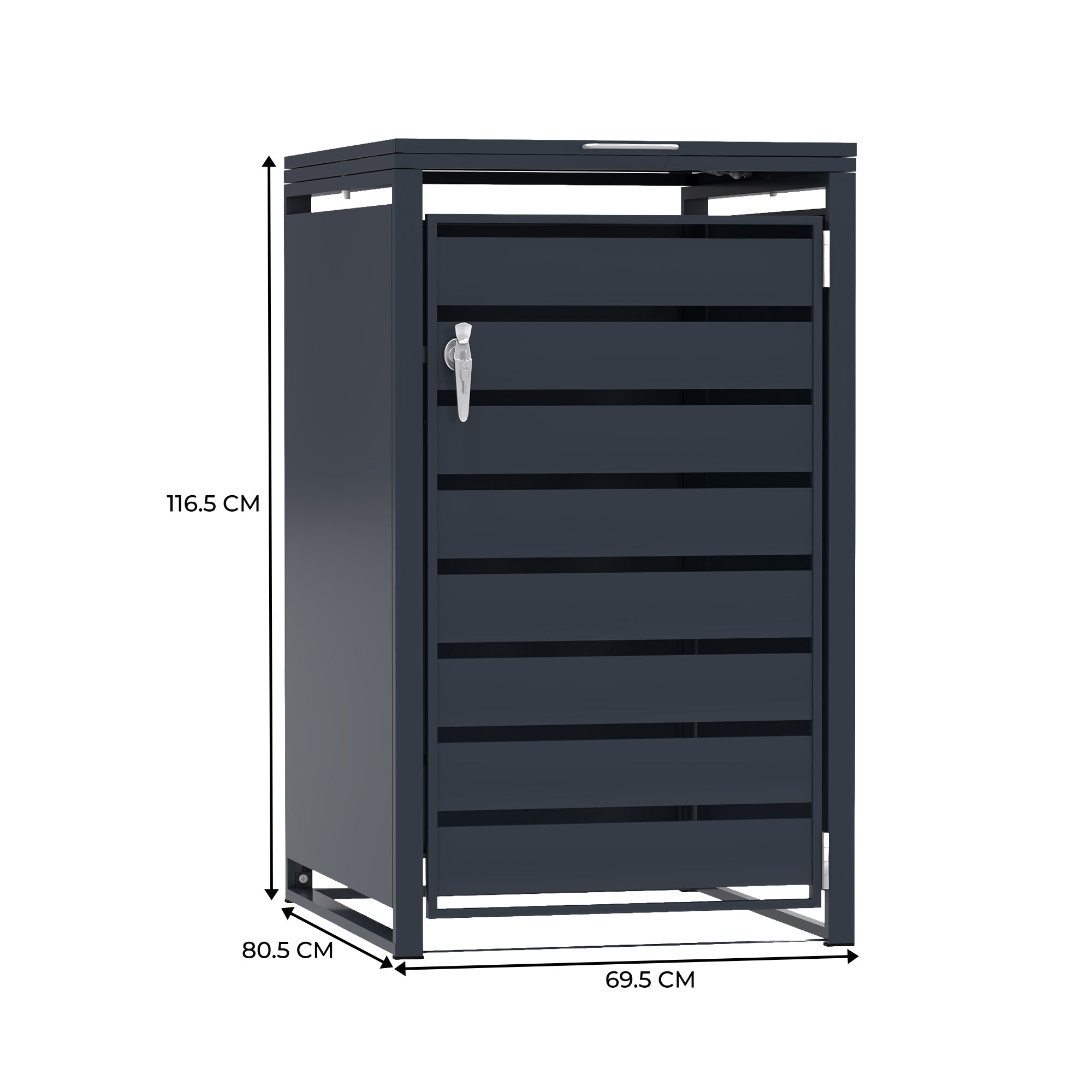 Q-Rax Copertura Bidone Metallo Antracite Singola 240L
