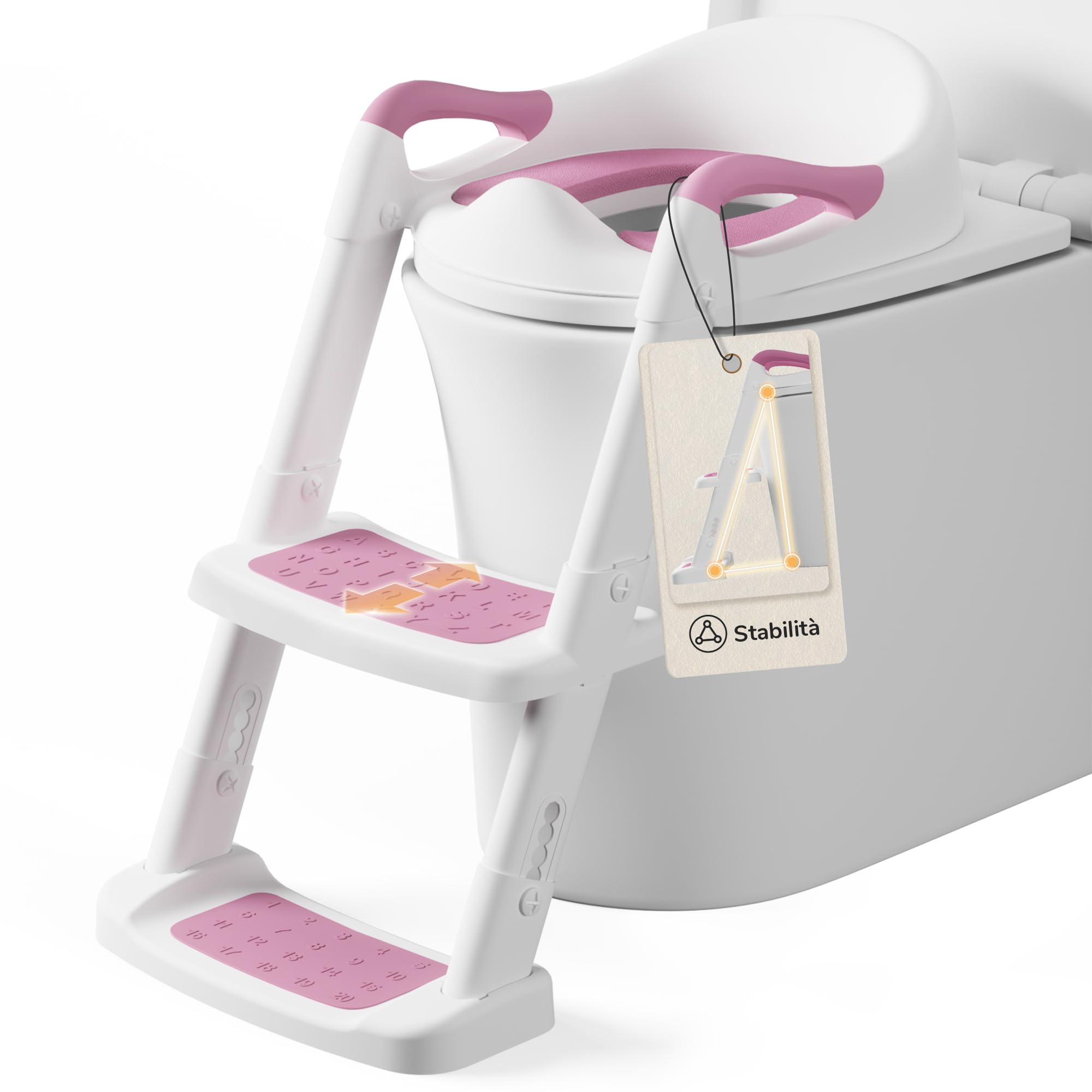 DEANIC Riduttori WC per Bambini con scaletta grigio morbido