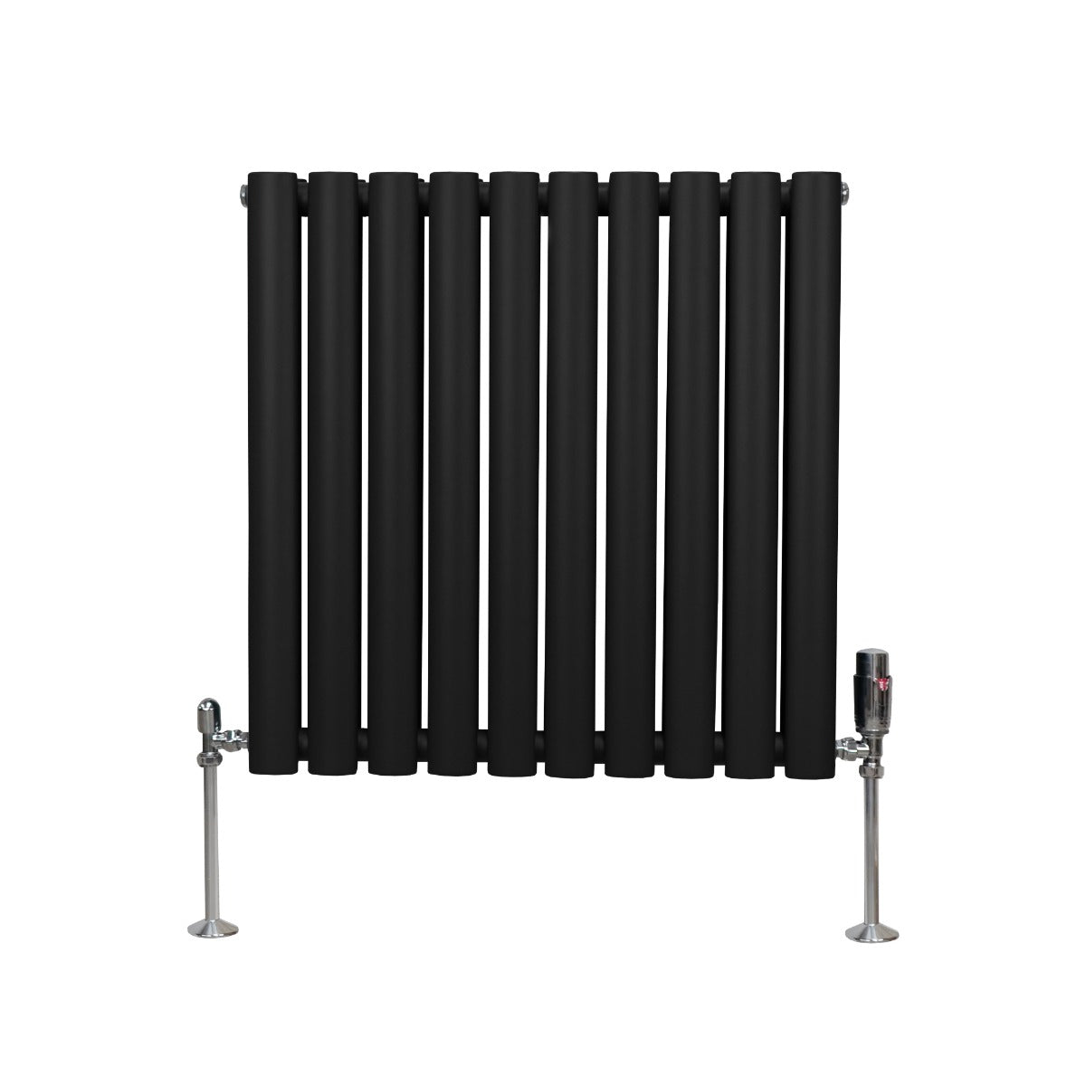 Q-Rax Radiatori Tradizionali Termosifone Ovale 600x600 Nero Valvole