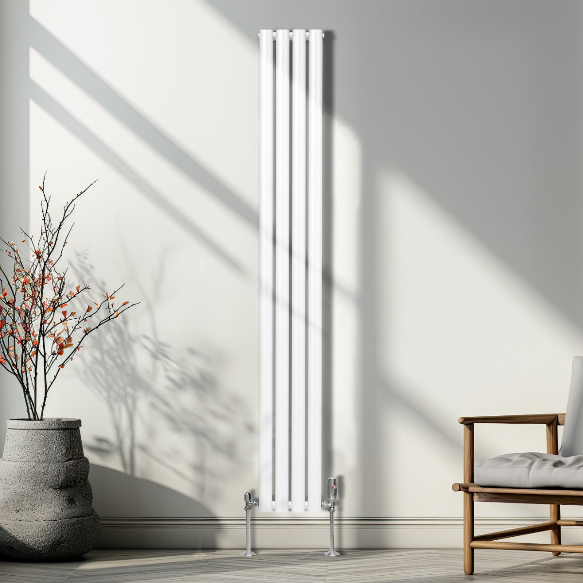 Q-Rax Radiatori Tradizionali Ovale 1800x240 Bianco Valvole