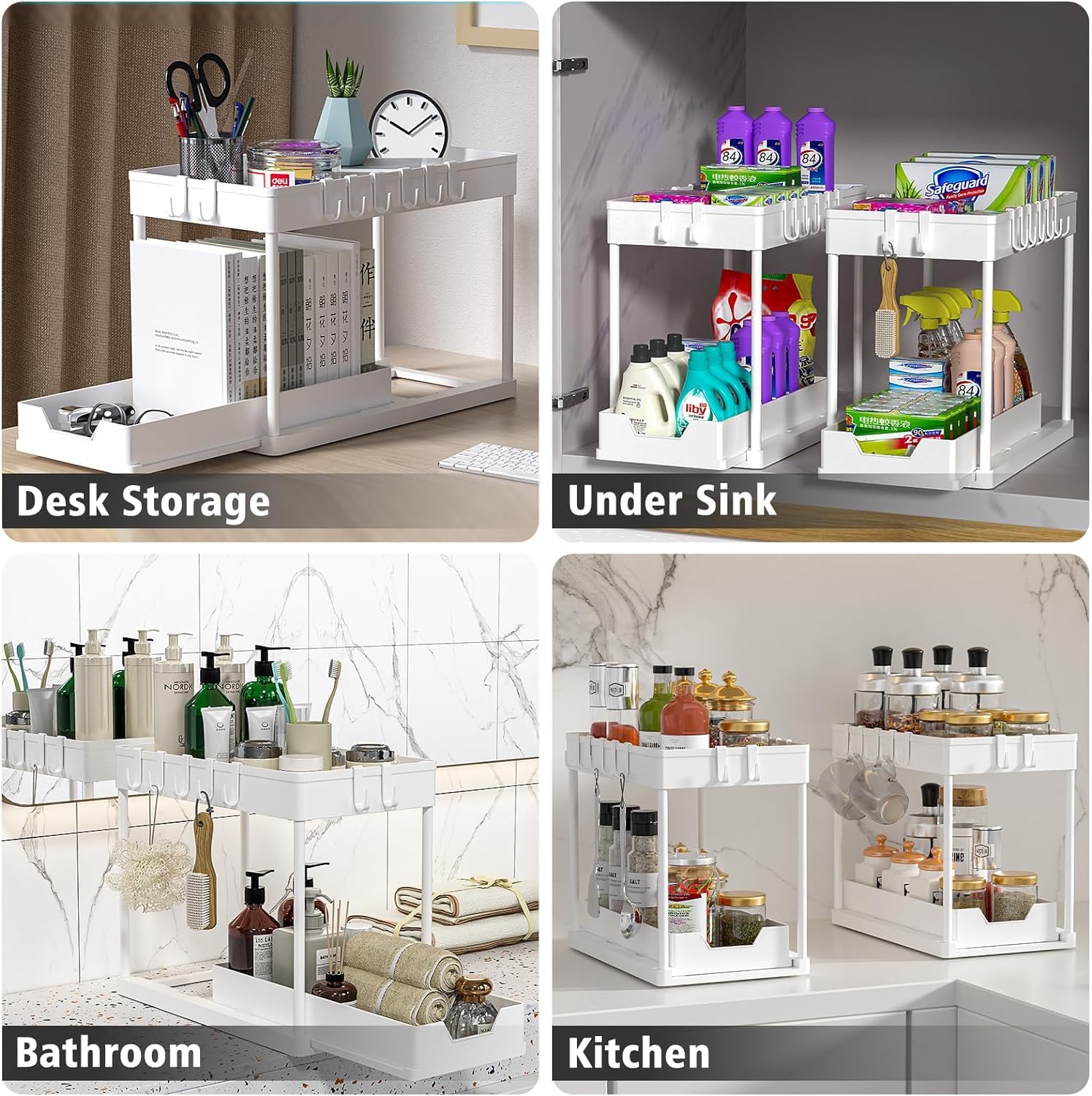Meltrck Organizer Sottolavello Estraibile 2 Pezzi Bianco 2 Livelli