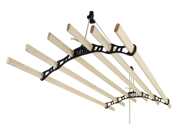 Q-Rax Stendibiancheria Soffitto Nero Legno 200 cm