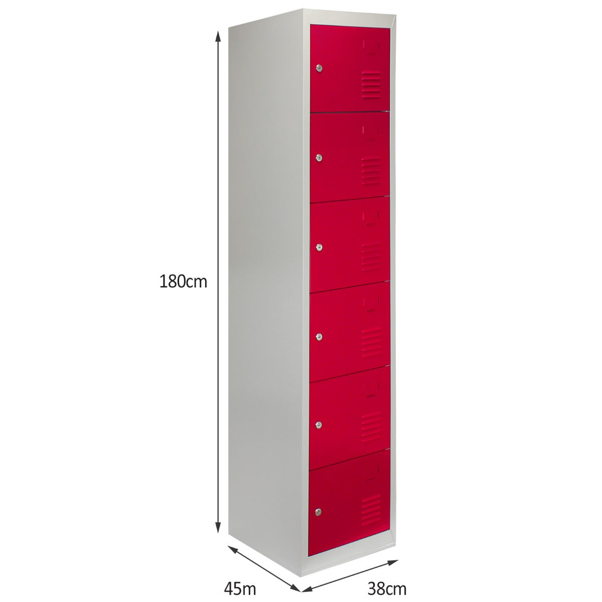 Q-Rax Armadietto 6 Porte Rosse Acciaio 38x45x180 cm Scuola
