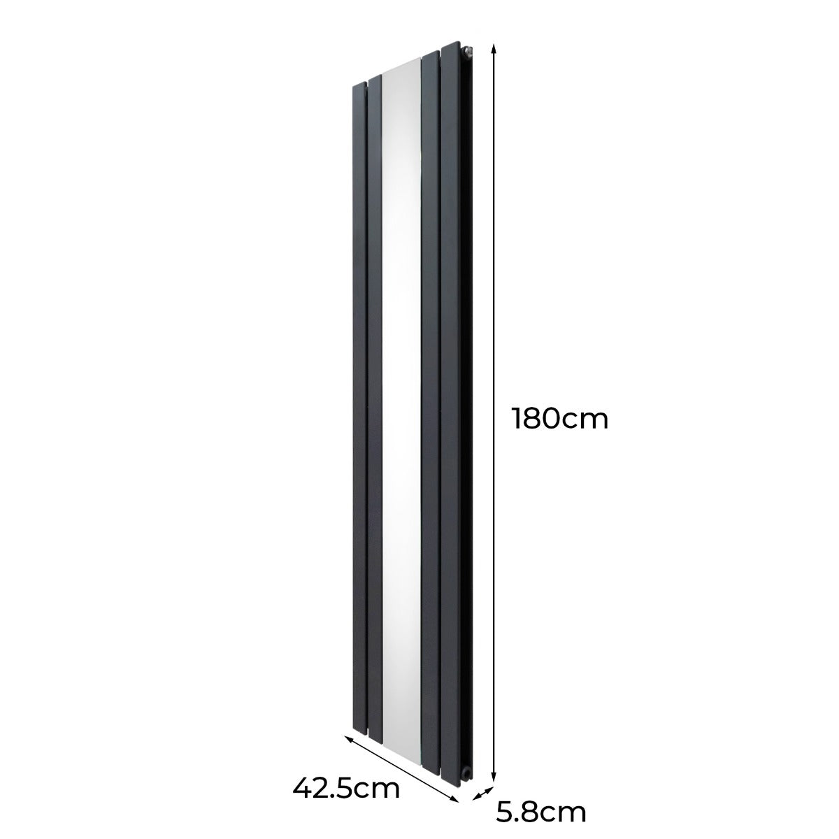 Q-Rax Radiatore a Specchio 1800x425 mm Antracite Valvole