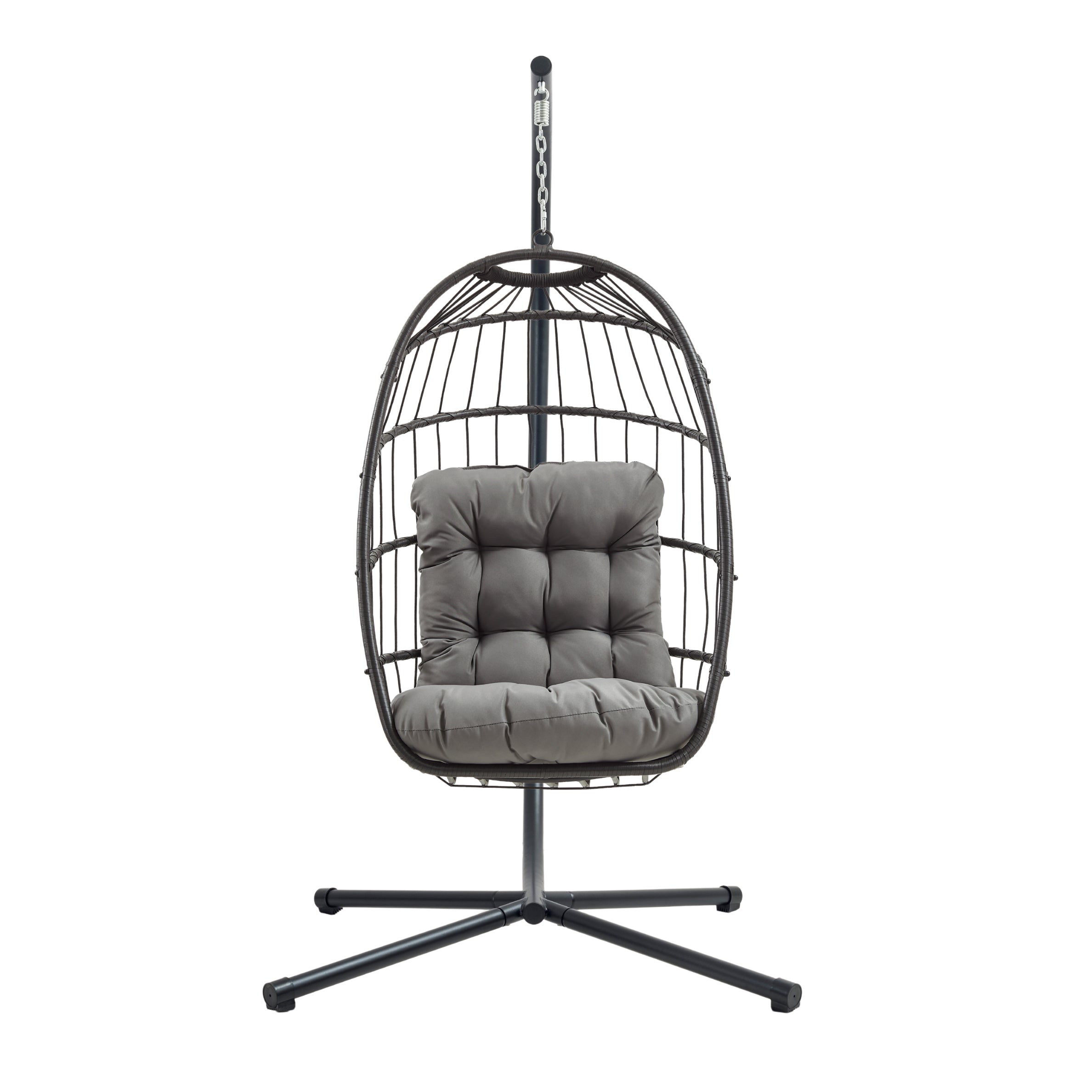 Q-Rax Poltrona Sospesa Uovo Rattan Nero con Struttura 150kg