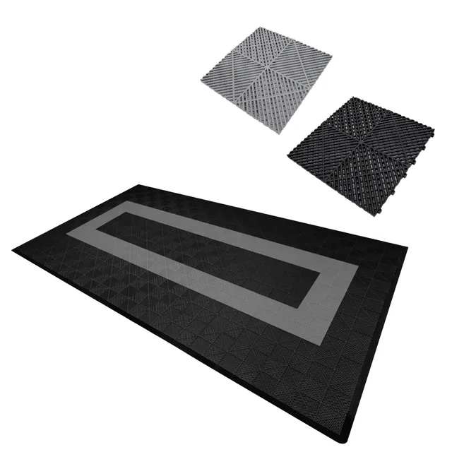 Q-Rax Piastrelle Ventilate Pavimento Garage 19,2 mq Nero Grigio