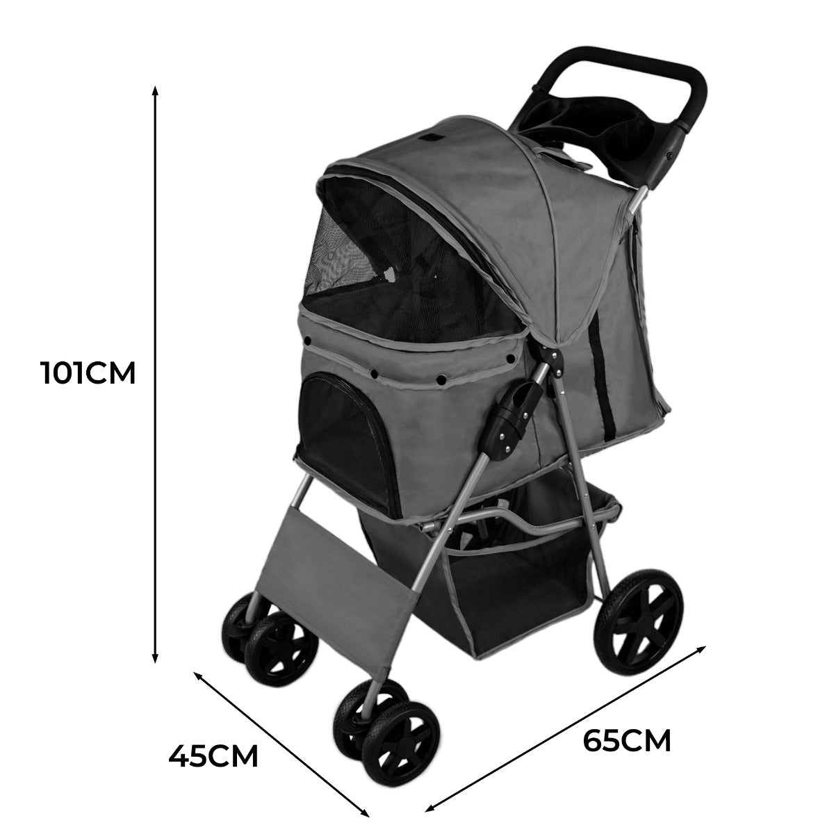 Q-Rax Passeggino Animali Parapioggia Grigio fino 15 kg