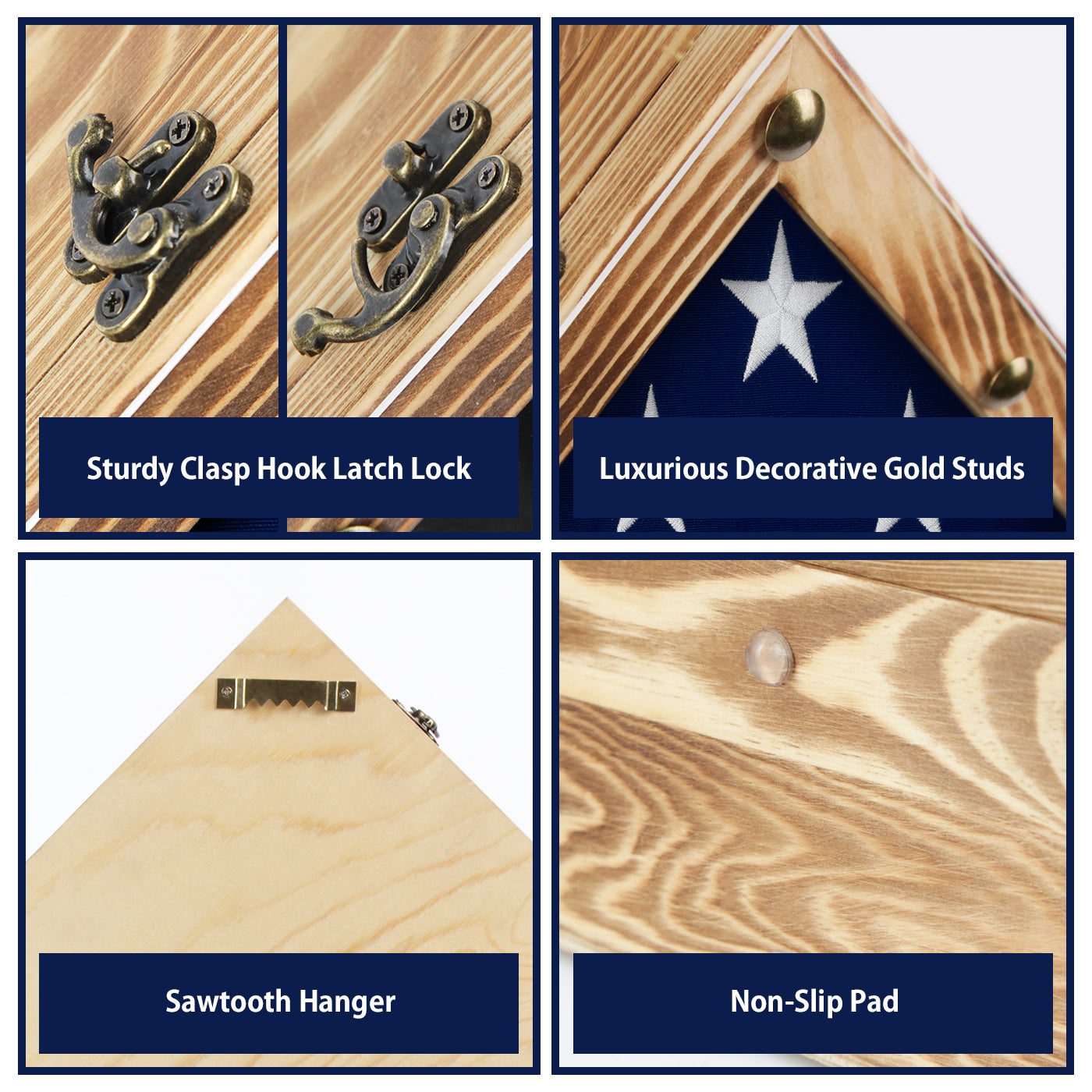 JackCube Design Display Teca Bandiera Militare Legno 3x5 Pino