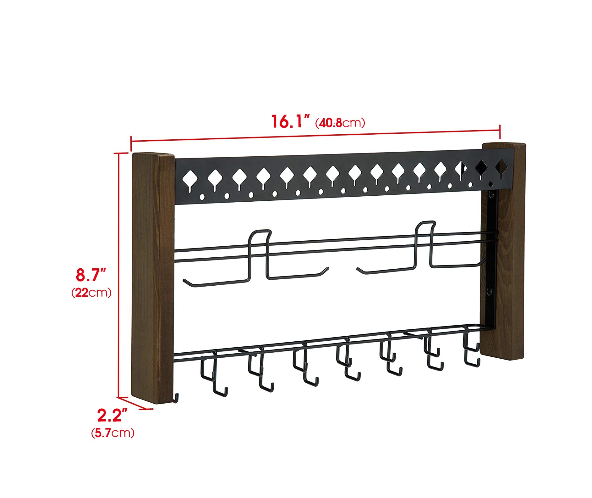 Jackcube Design Organizer Gioielli Legno Scuro 3 Livelli Ganci