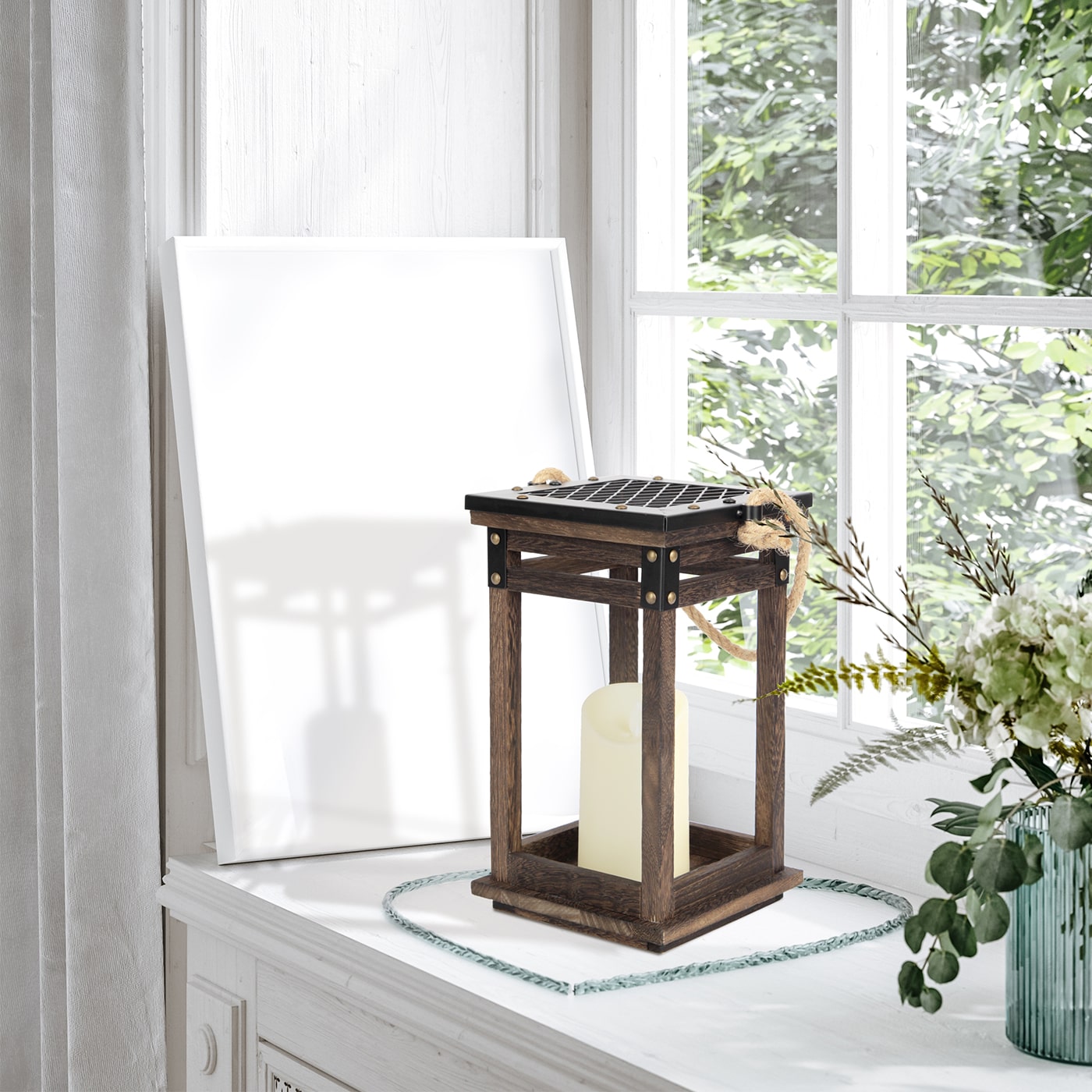Jackcube Design Lanterna Candela Legno Vintage 16x16x26 cm