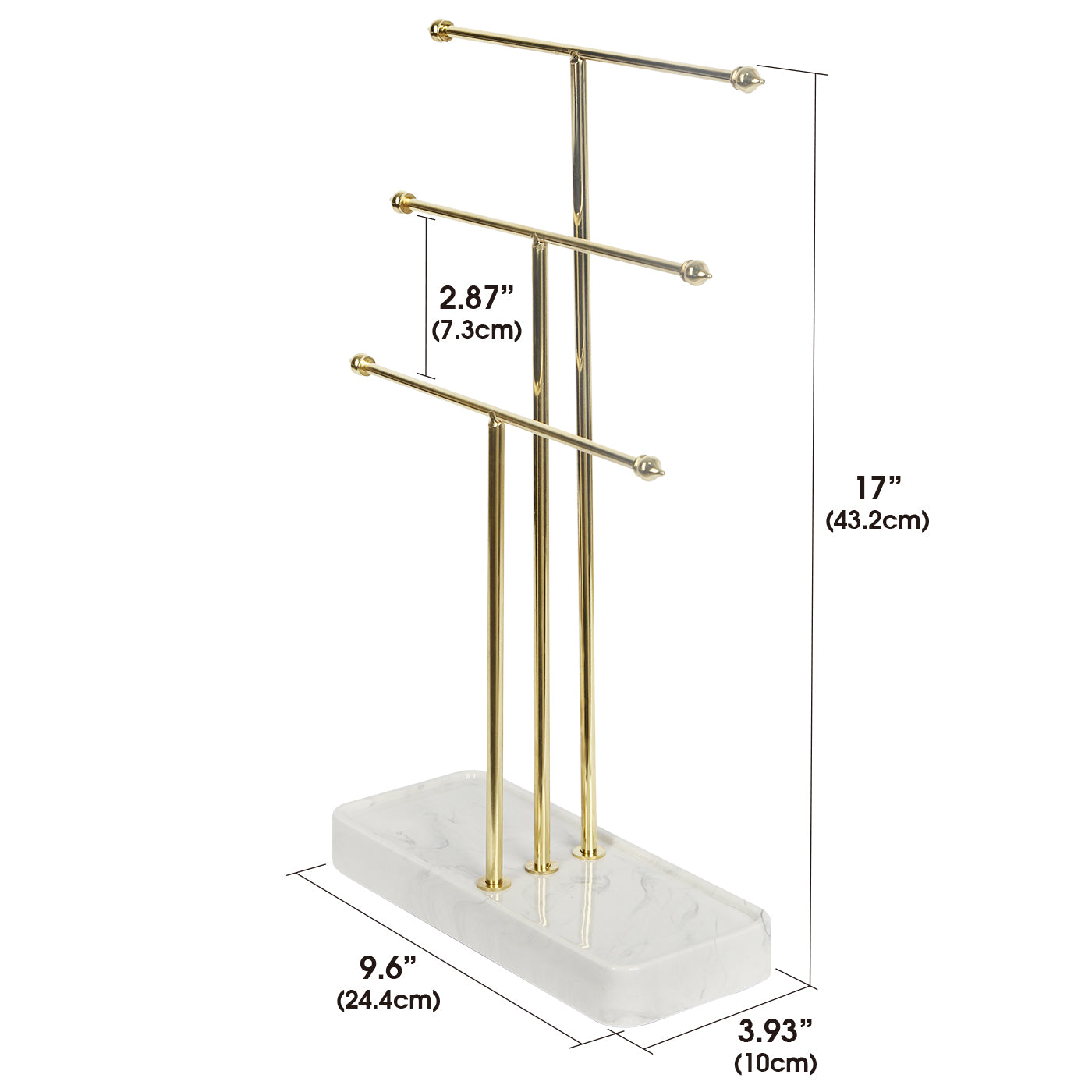 Jackcube Design Jewelry Stand Oro 3 Livelli Vassoio Marmo