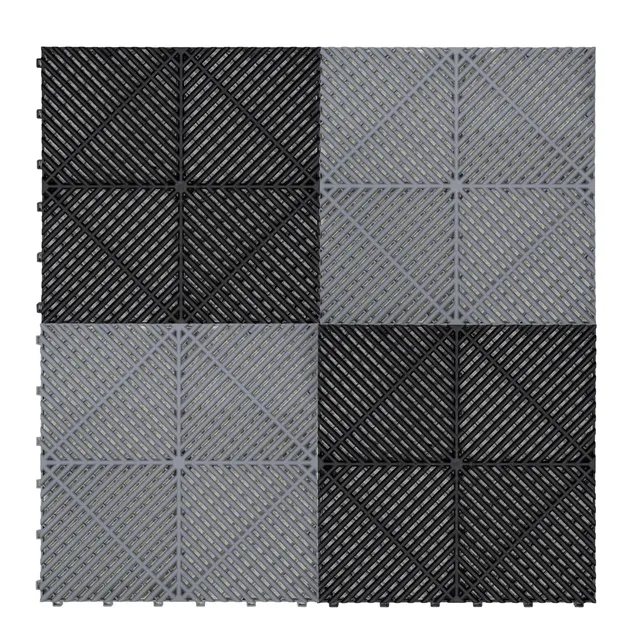 Q-Rax Piastrelle Ventilate 6x6 Pavimento Garage Nero Grigio 240 Pezzi