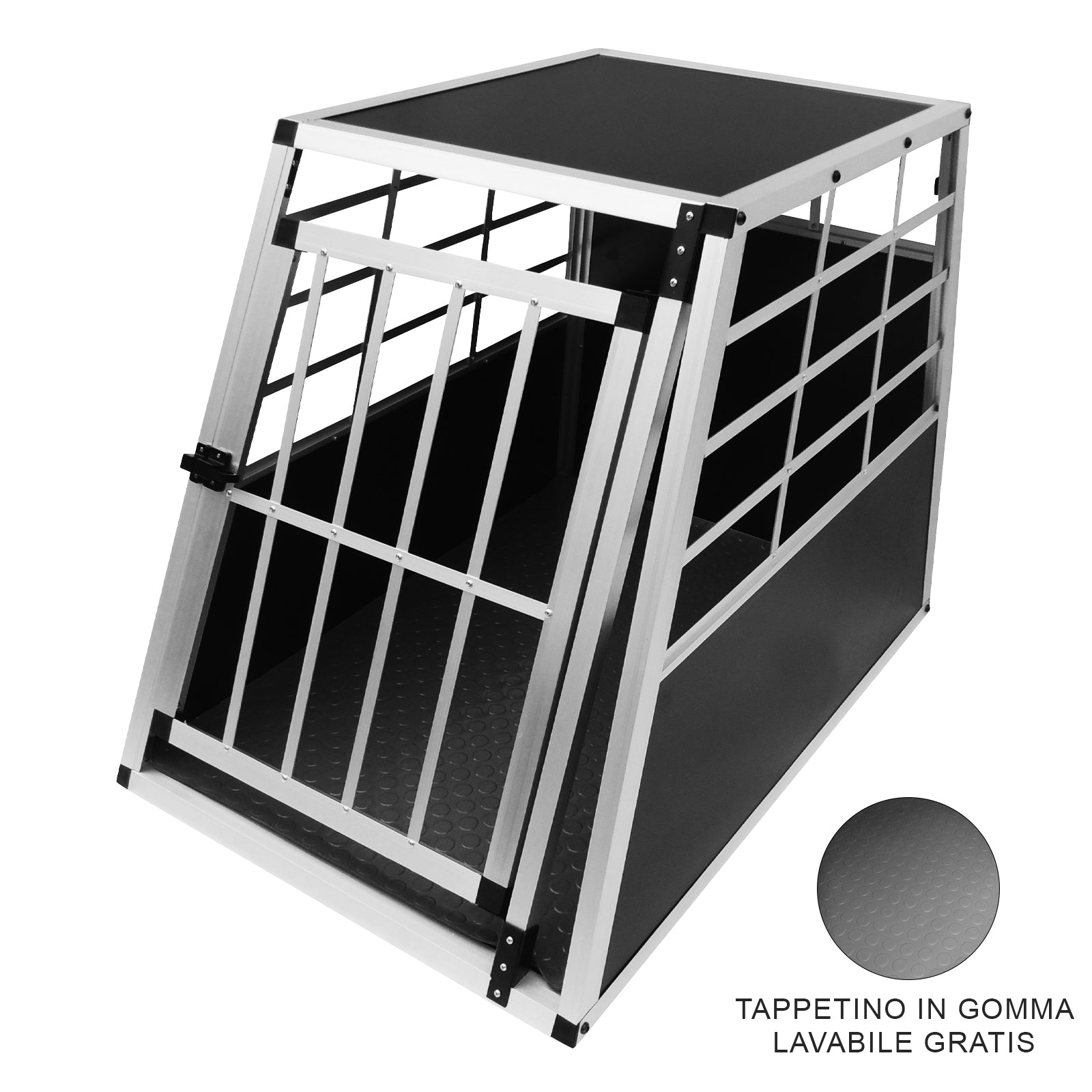Q-Rax Gabbia per Cani Auto Singola Alluminio Grande 69x65x90