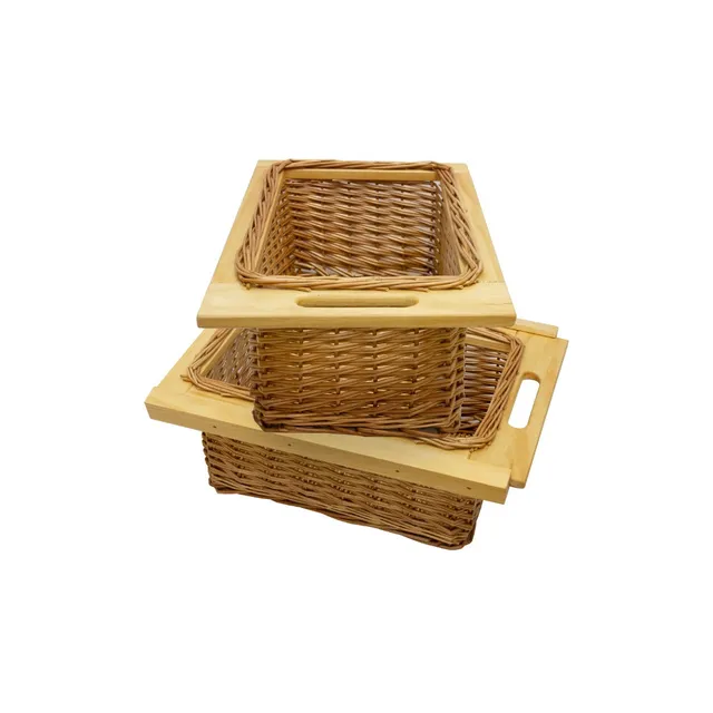 Q-Rax Cestelli Cucina Vimini 40 cm Marrone 2 Cesti con Binari