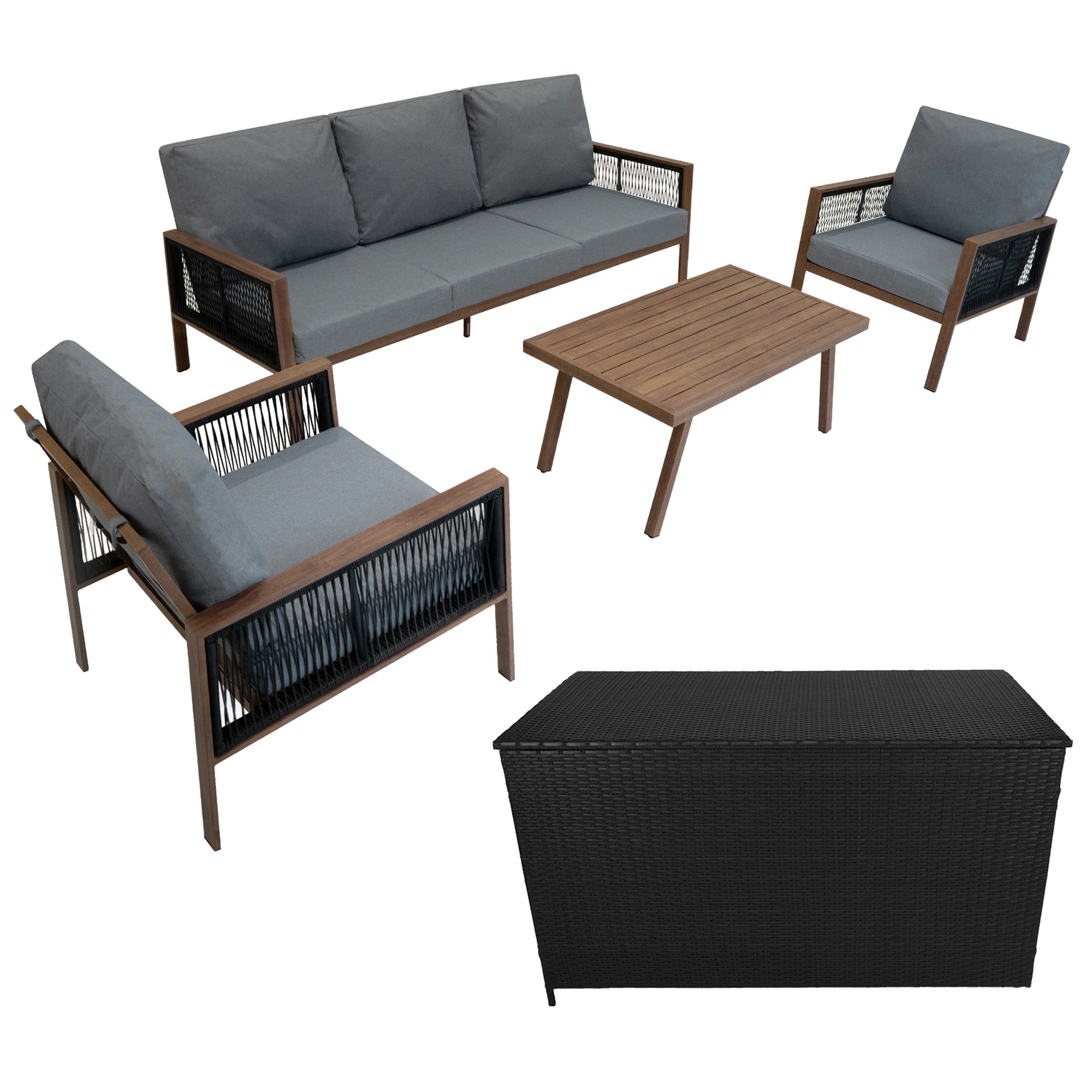 Q-Rax Mobili da Esterno Set Giardino 4 Pezzi Nero 582L