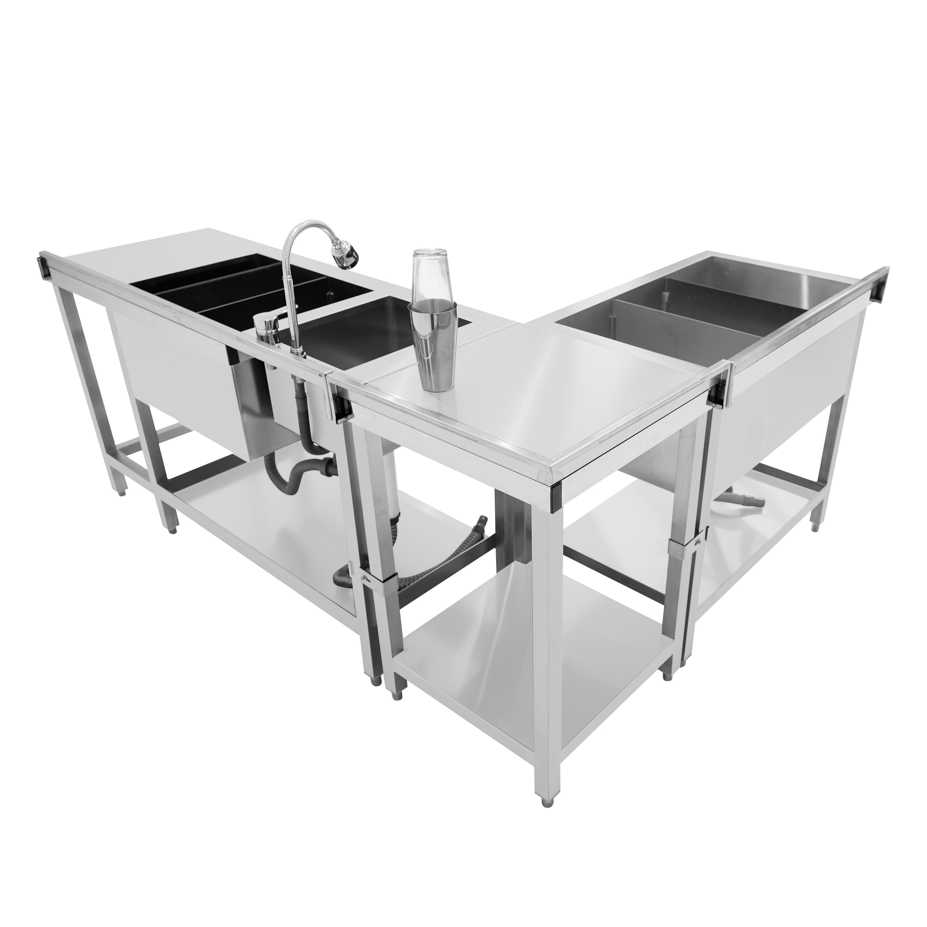 Q-Rax Postazione Cocktail Modulare Acciaio Inox con Pozzo Ghiaccio