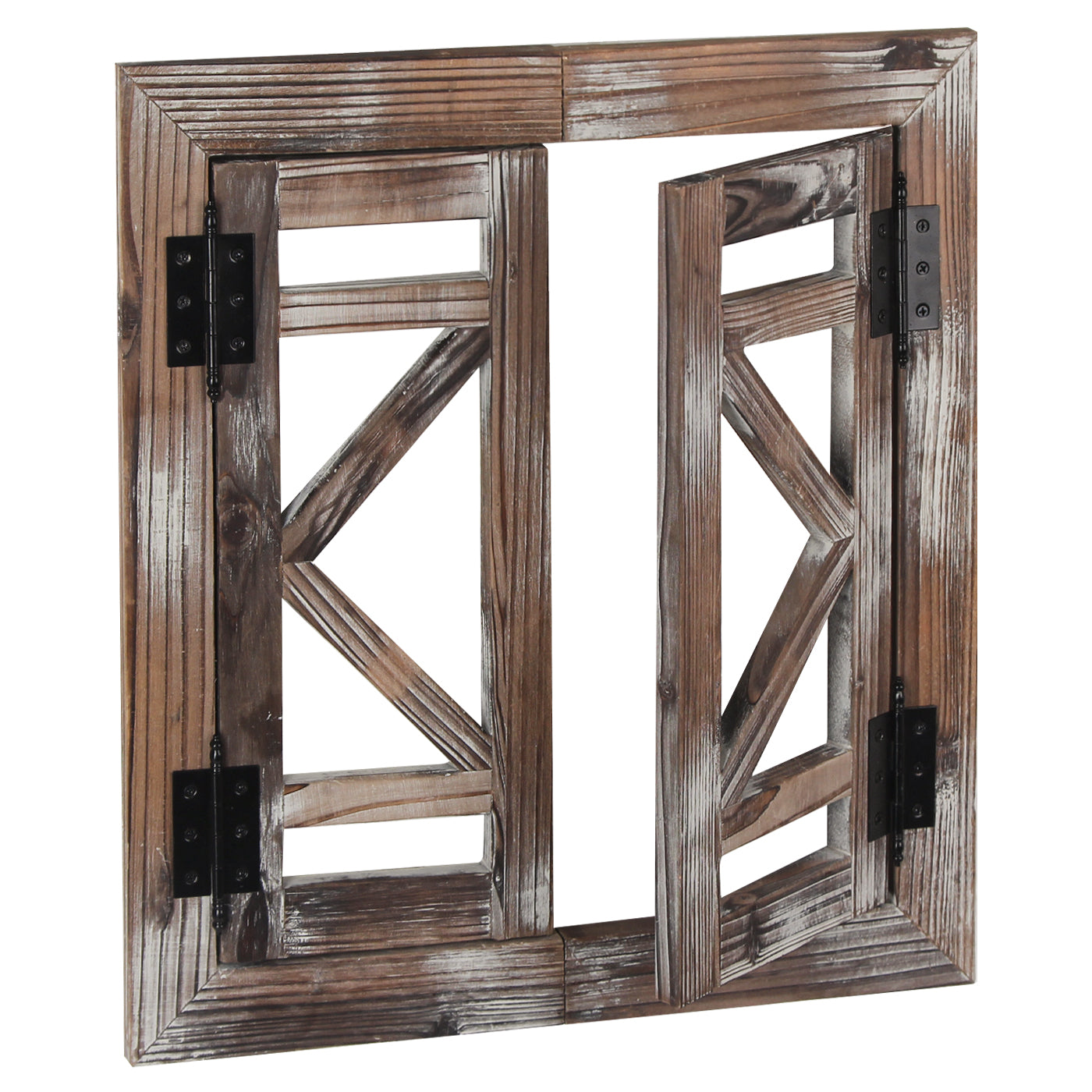 Jackcube Design finestra legno bianca rustica con ante 40 cm