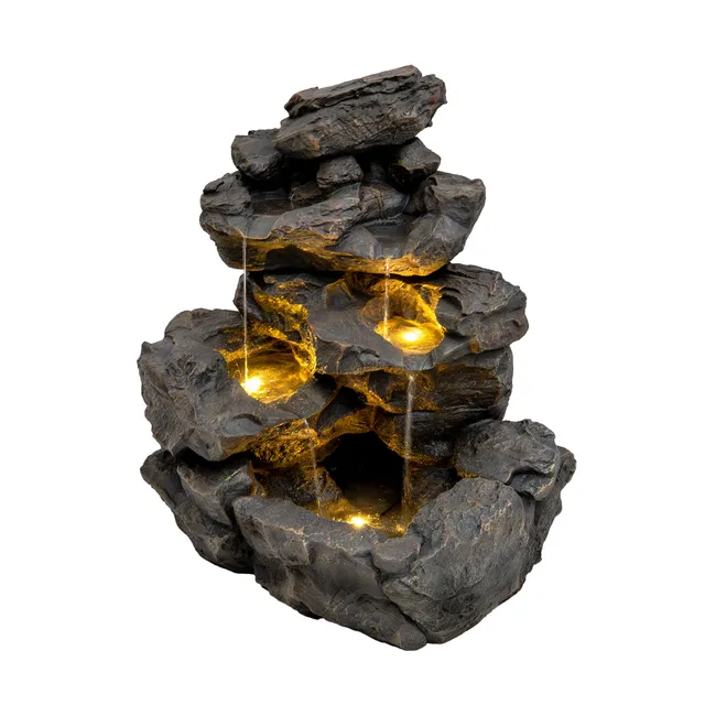 Q-Rax Rustic Rapids Fontana Elettrica Roccia LED Poliresina Esterno