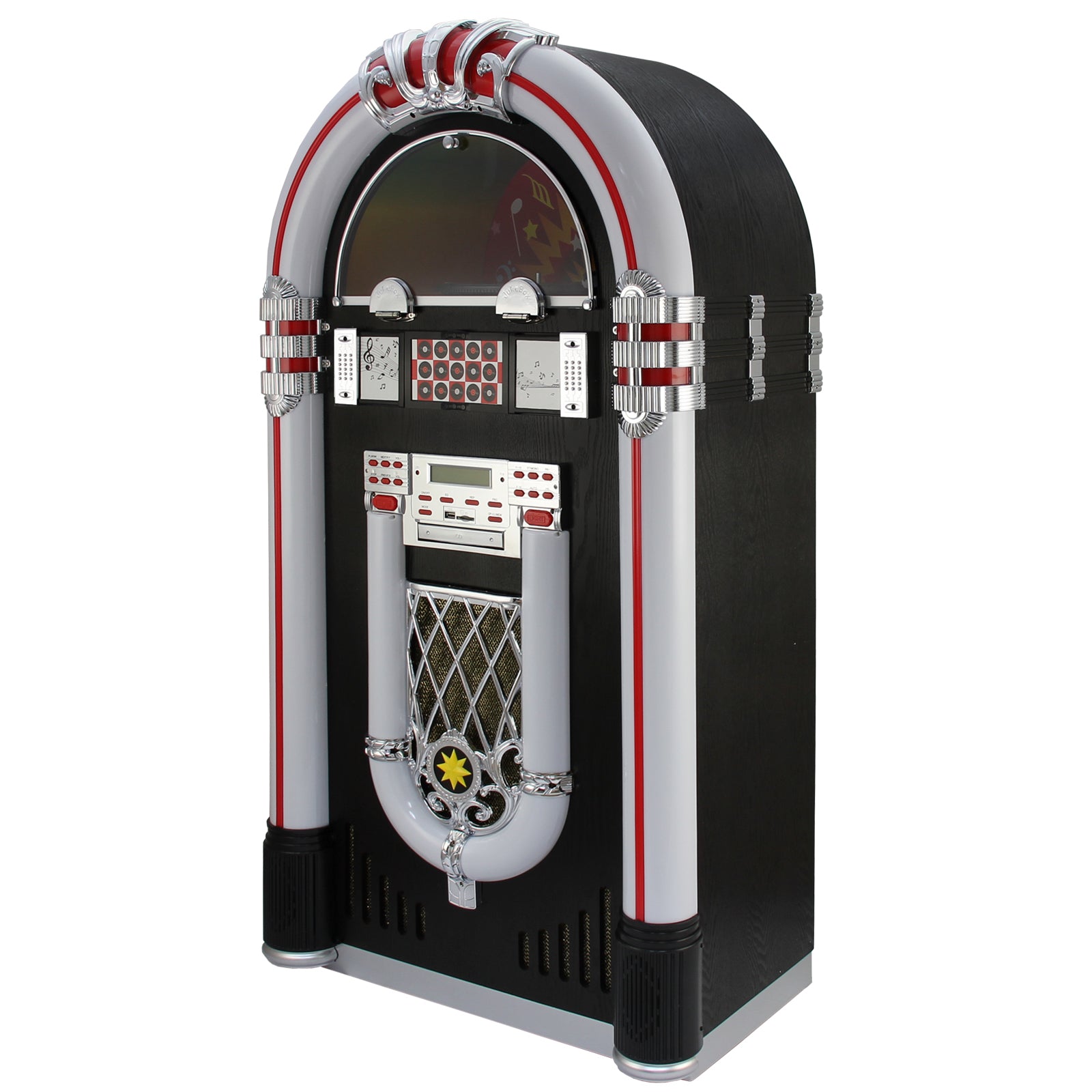 Q-Rax Jukebox Vinile e CD Bluetooth Legno Nero LED Porta CD 40