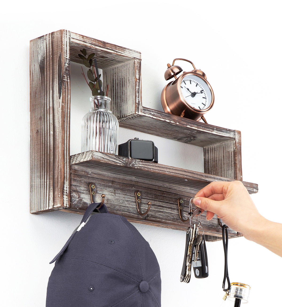 Jackcube Design Entryway mensola appendichiavi 4 ganci legno