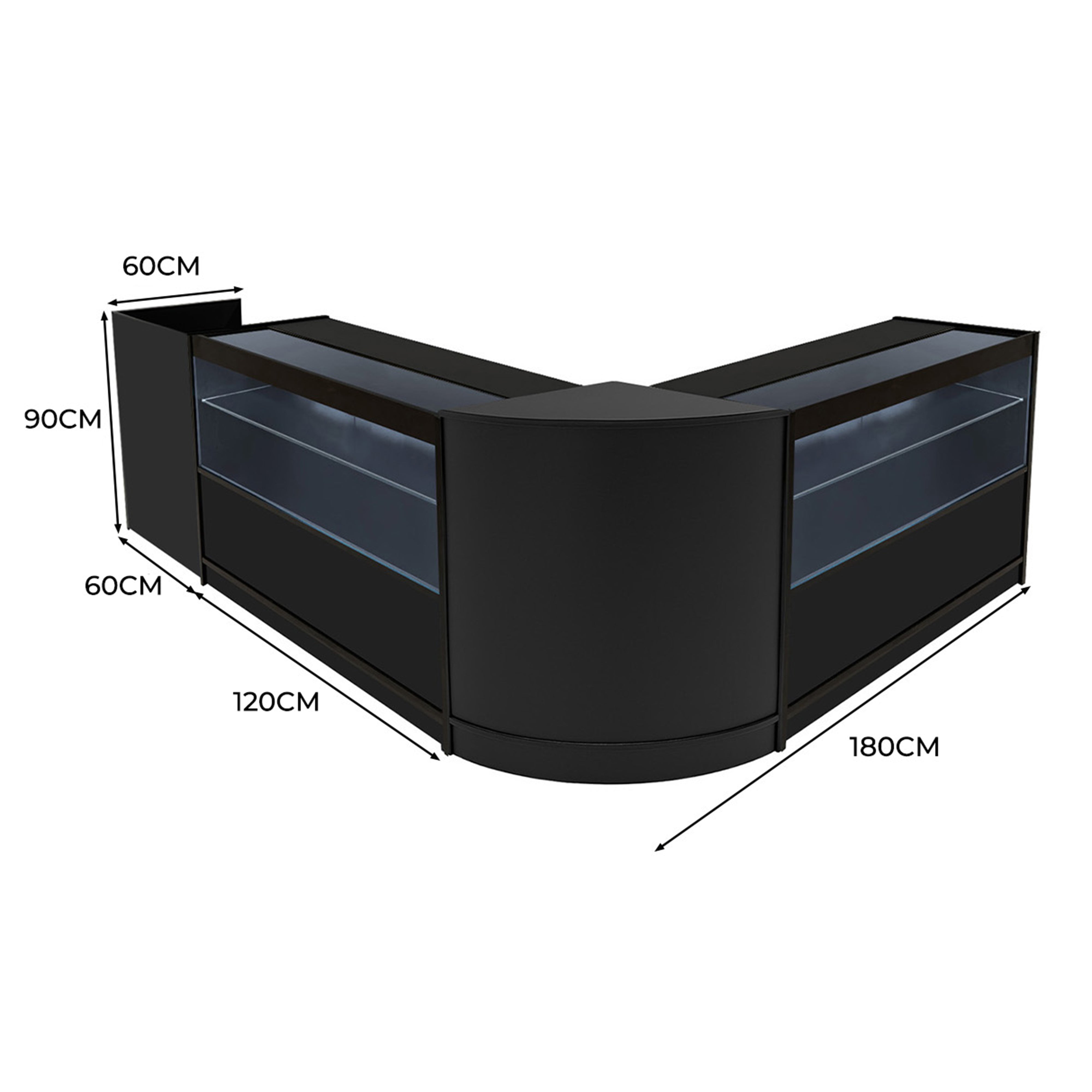 Q-Rax Banconi da Negozio Phoenix set banconi neri LED 4 pezzi