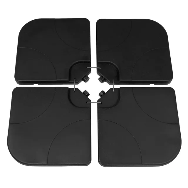 Q-Rax Base Ombrellone Decentrato Quadrata Set 4 Pesi Nera