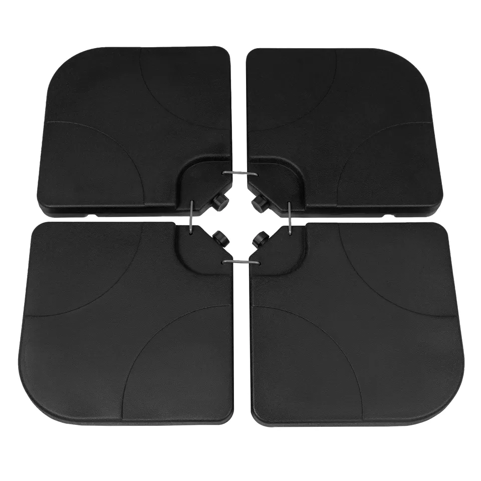 Q-Rax Base Ombrellone Decentrato Quadrata Set 4 Pesi Nera
