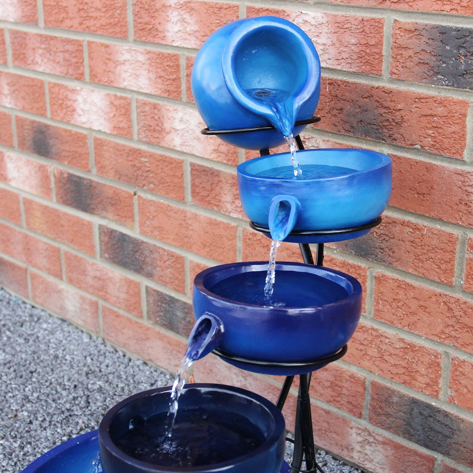Q-Rax Accessori Casa Fontana Solare a Cascata Blu 56cm