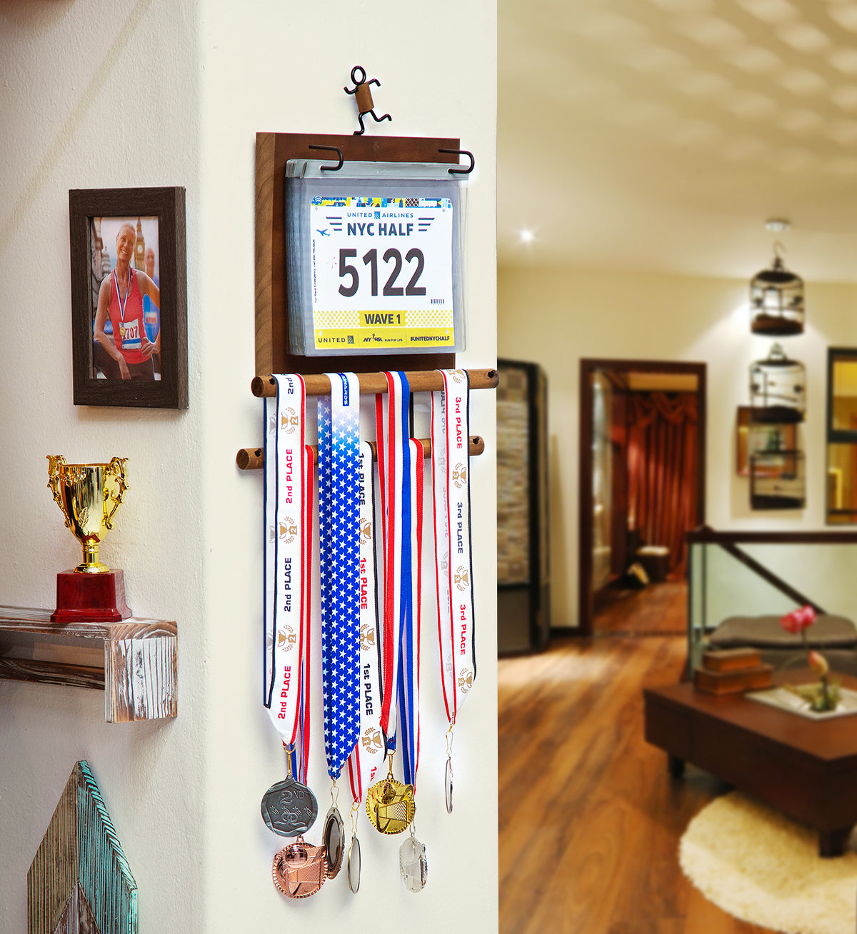 JackCube Design Display Porta Medaglie Maratona Legno 60 Medaglie